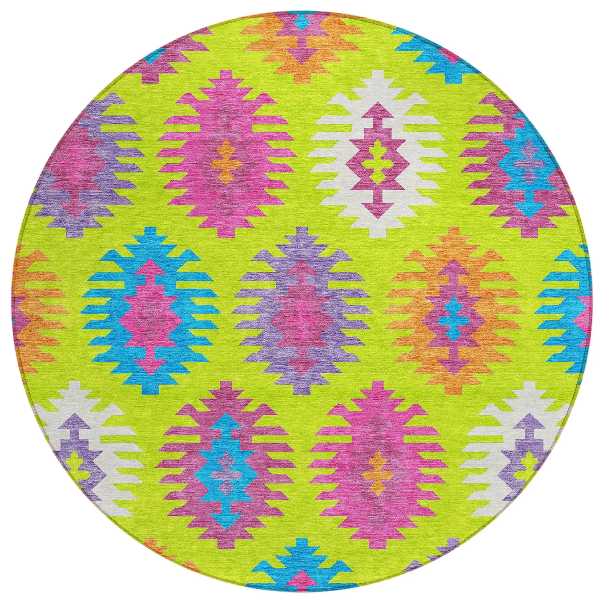 Machine Washable Indoor/ Outdoor Boho Tribal Chantille Rug