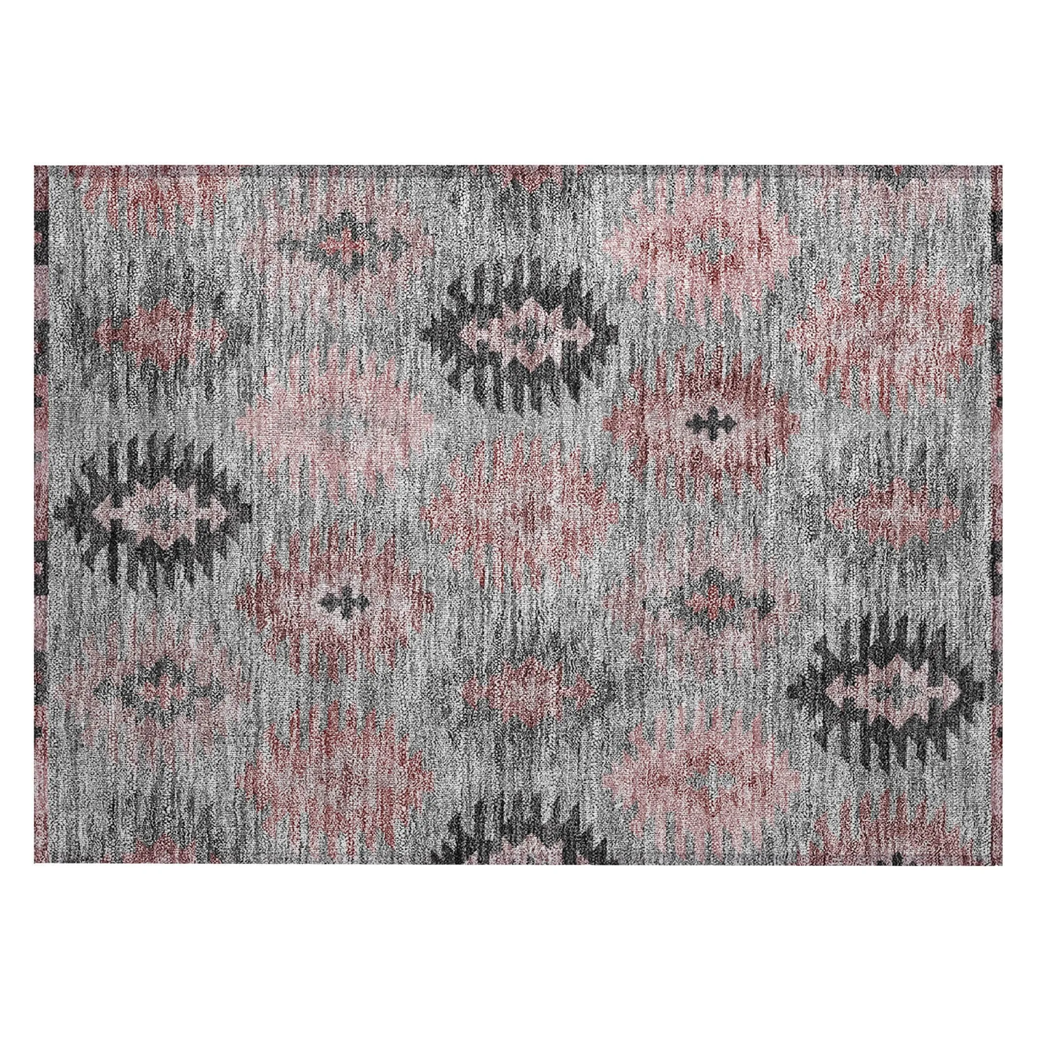 Machine Washable Indoor/ Outdoor Boho Tribal Chantille Rug