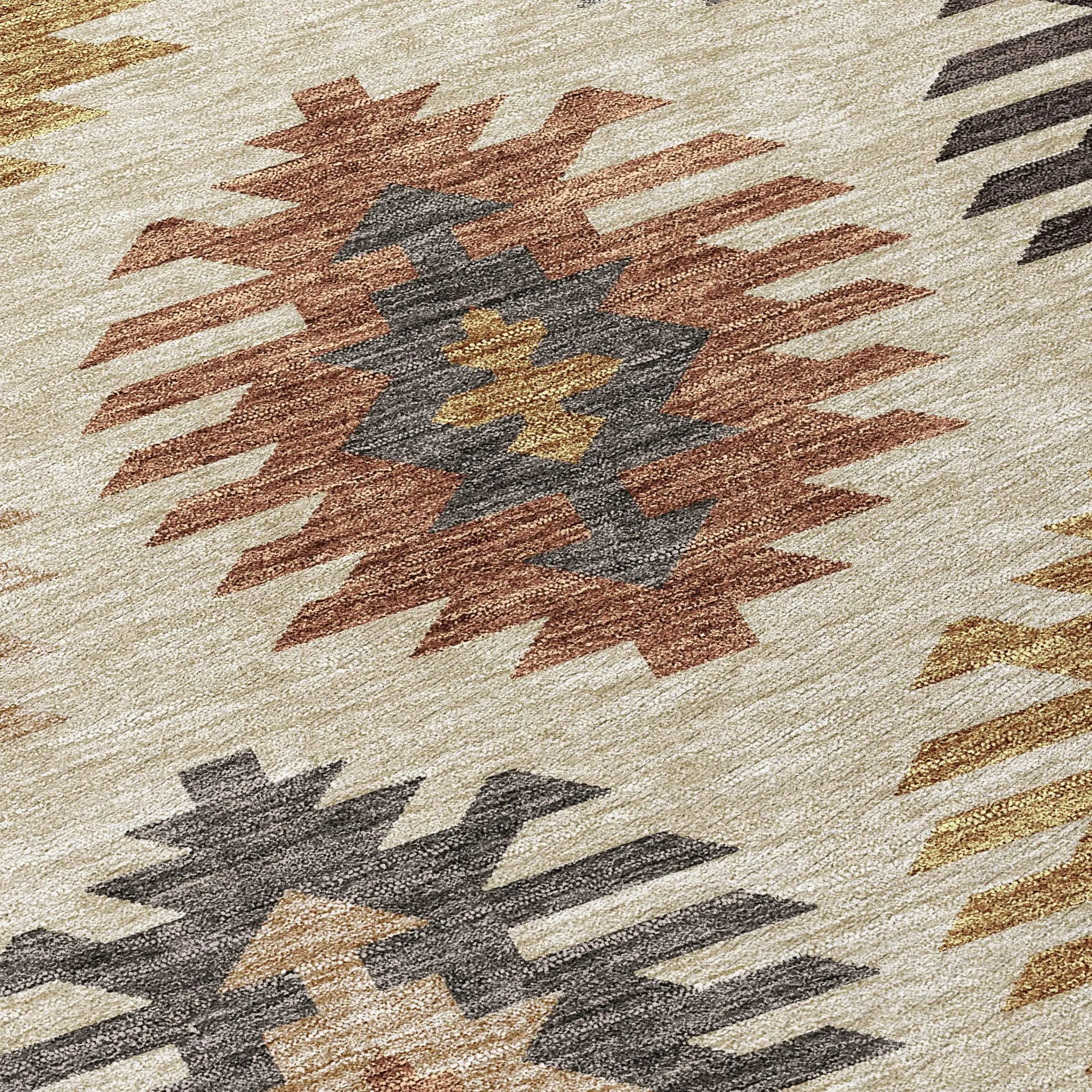 Machine Washable Indoor/ Outdoor Boho Tribal Chantille Rug
