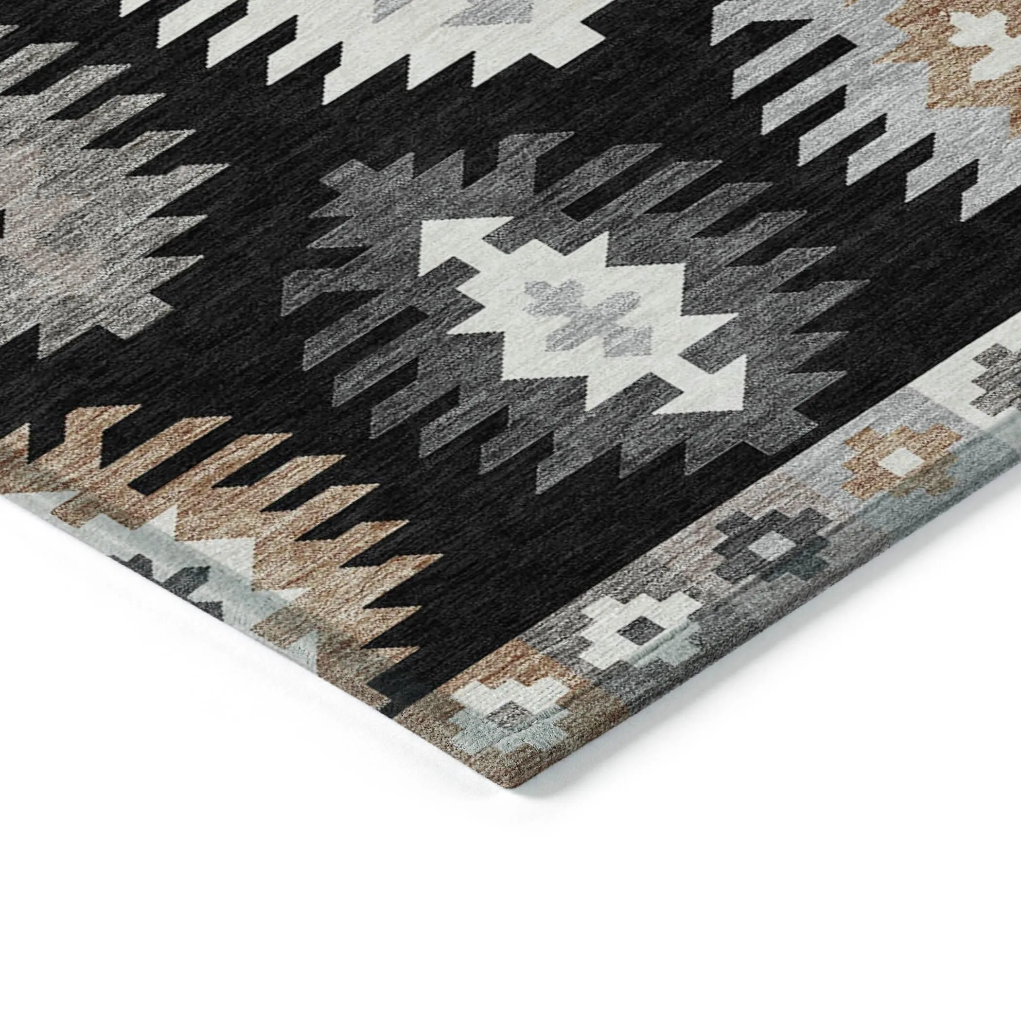 Machine Washable Indoor/ Outdoor Boho Tribal Chantille Rug
