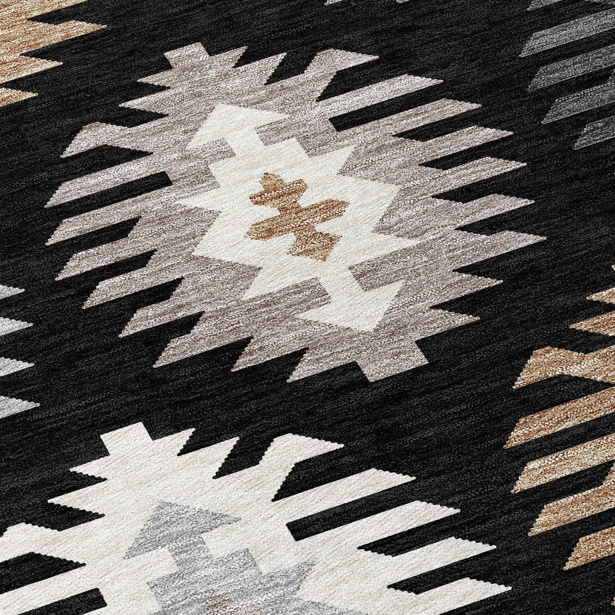 Machine Washable Indoor/ Outdoor Boho Tribal Chantille Rug