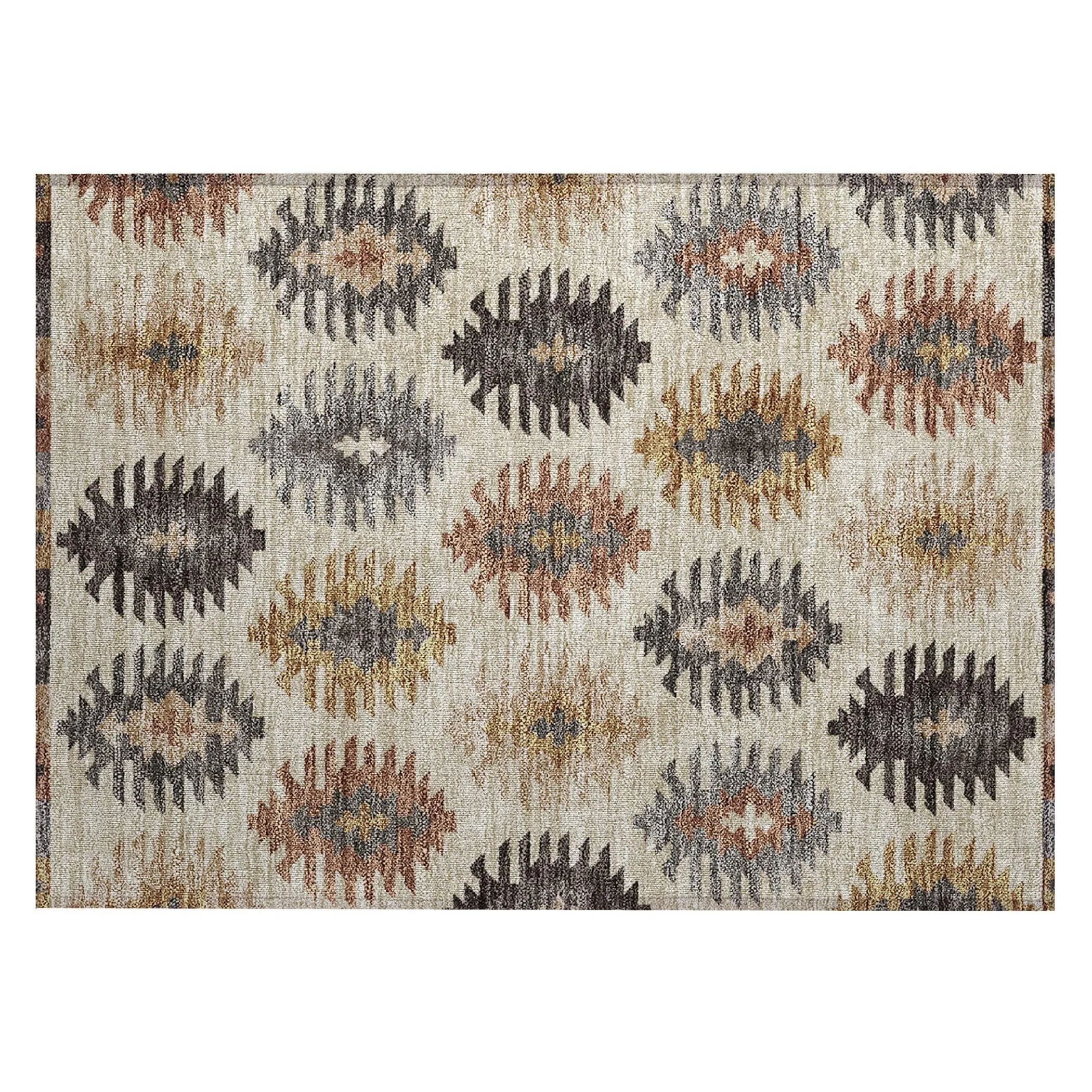 Machine Washable Indoor/ Outdoor Boho Tribal Chantille Rug