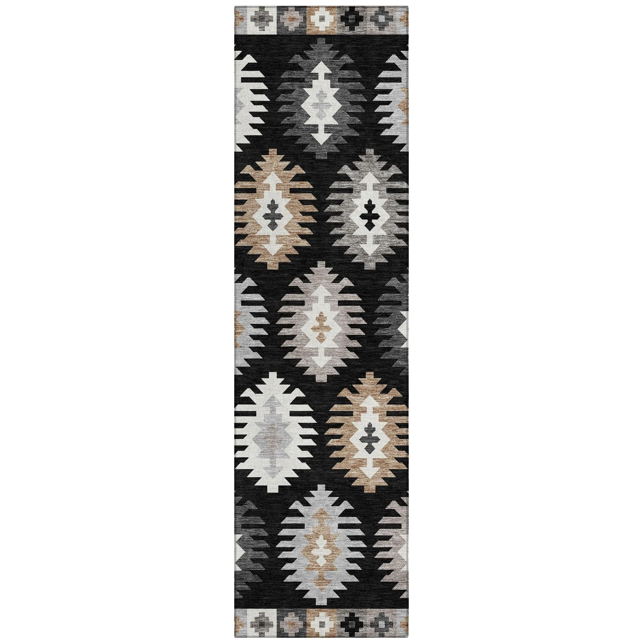 Machine Washable Indoor/ Outdoor Boho Tribal Chantille Rug