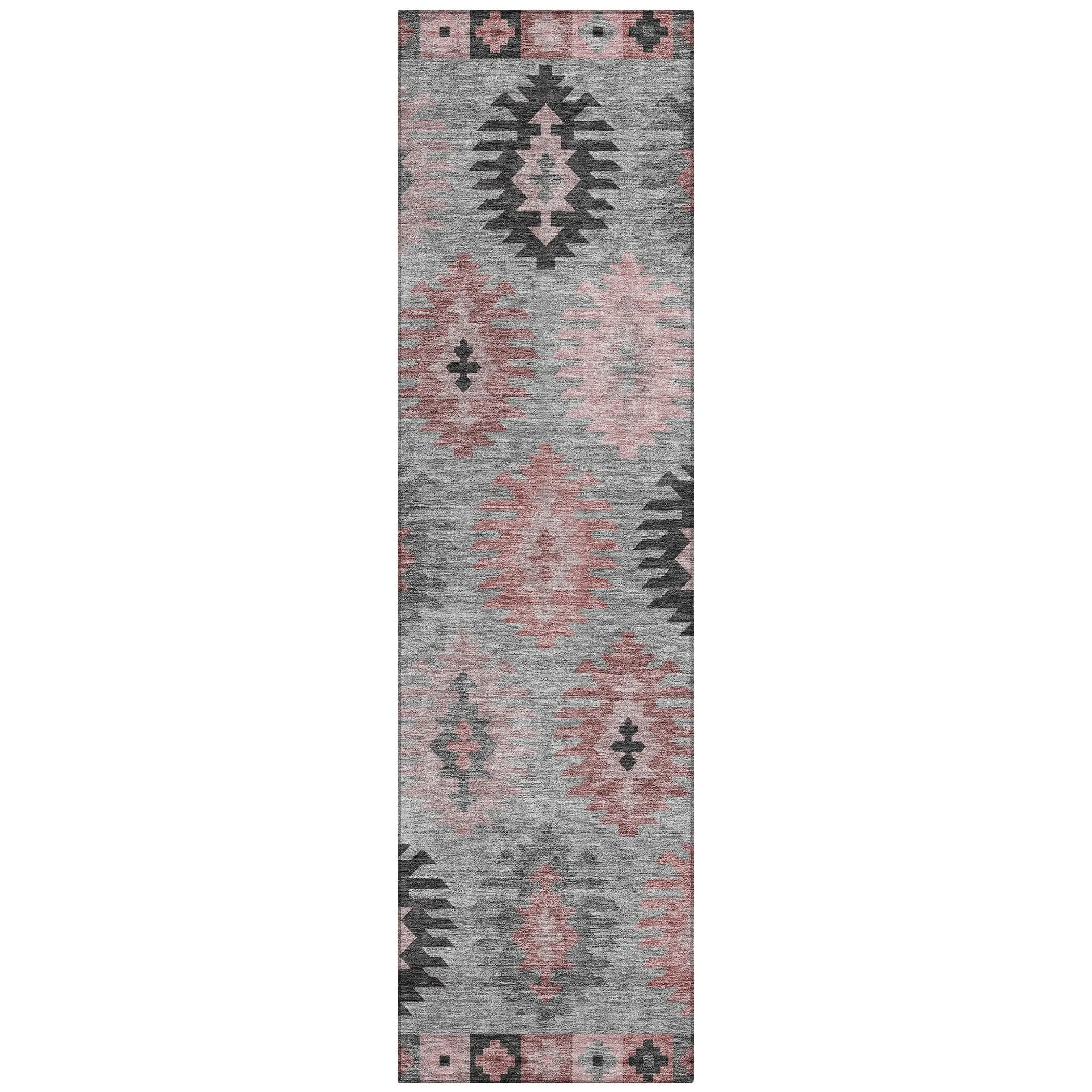 Machine Washable Indoor/ Outdoor Boho Tribal Chantille Rug