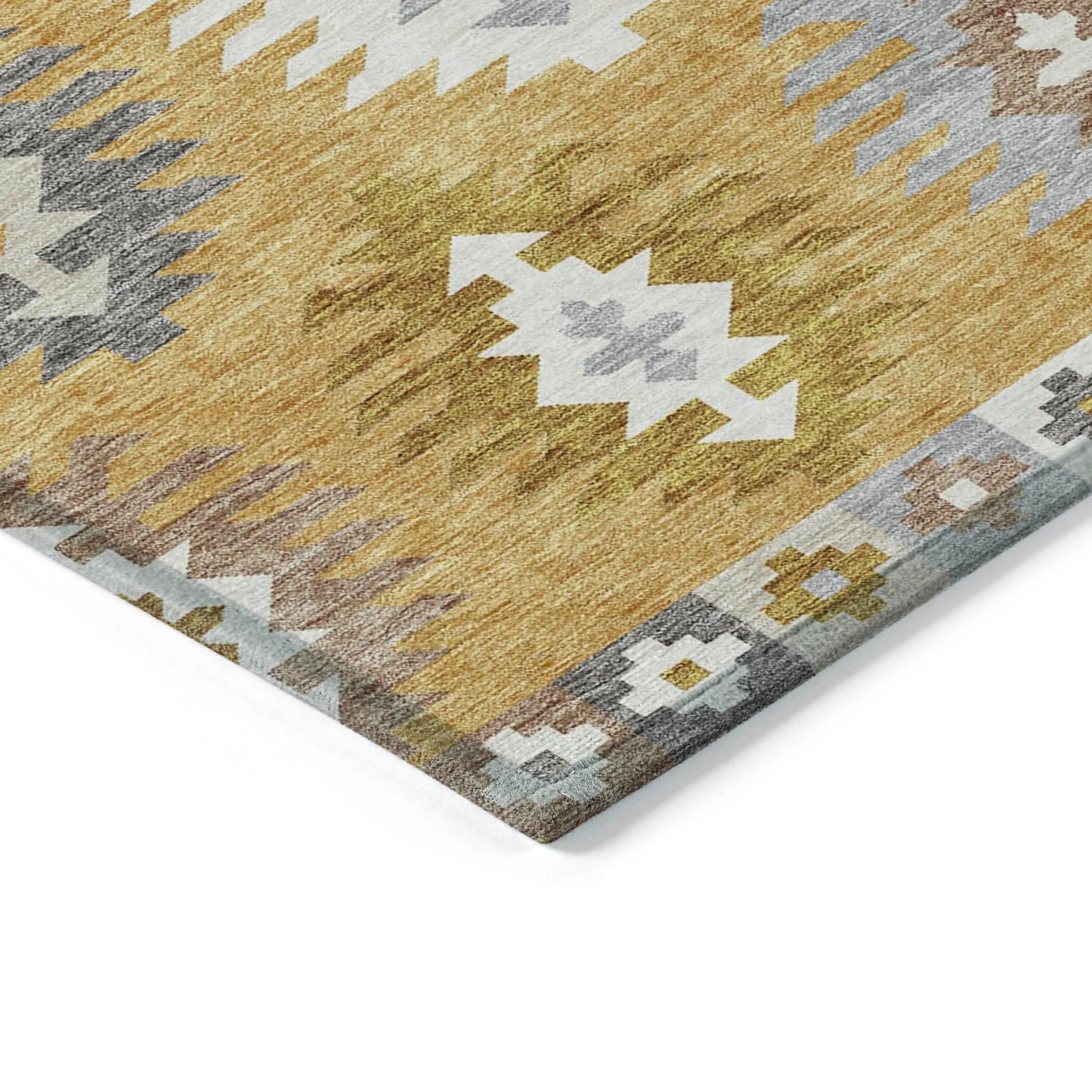 Machine Washable Indoor/ Outdoor Boho Tribal Chantille Rug