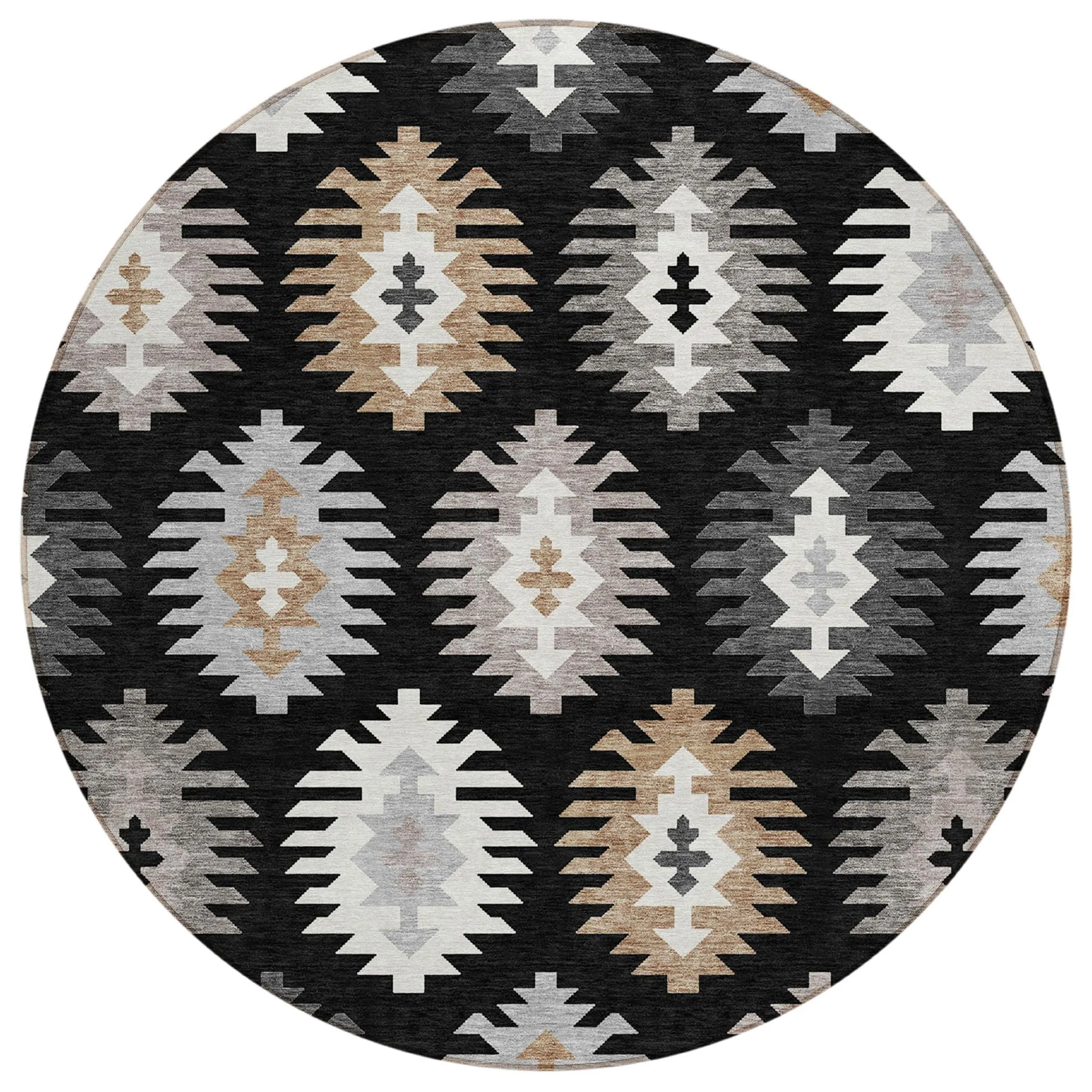 Machine Washable Indoor/ Outdoor Boho Tribal Chantille Rug