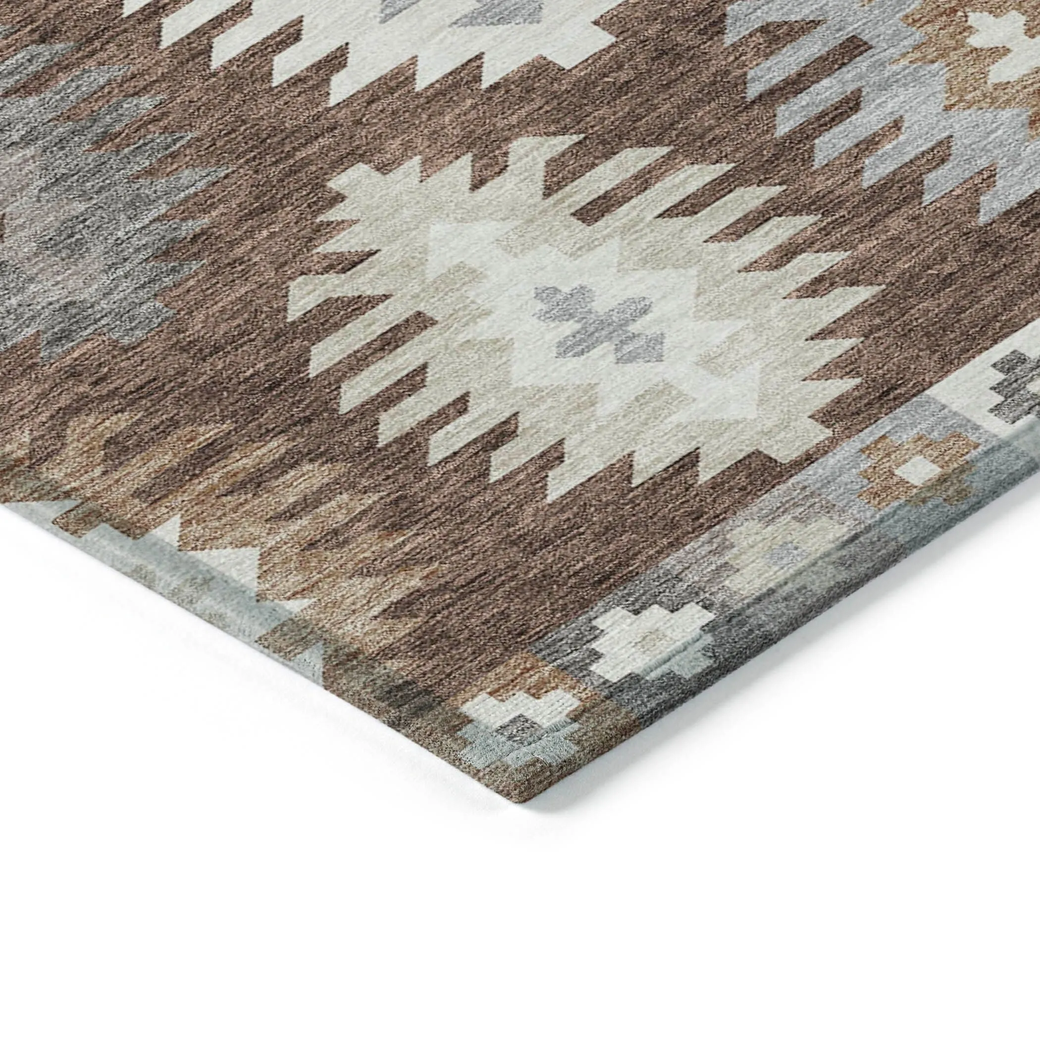Machine Washable Indoor/ Outdoor Boho Tribal Chantille Rug