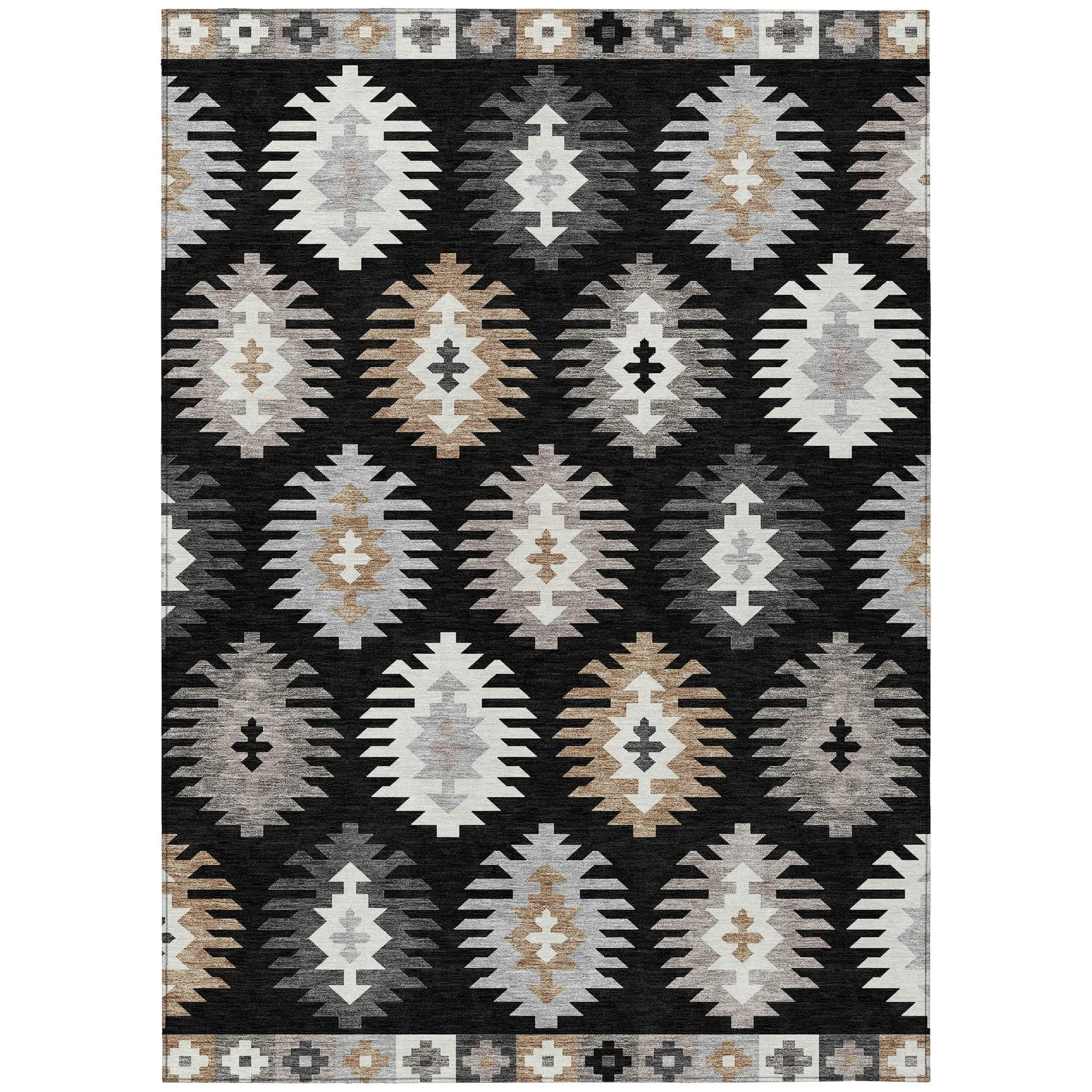 Machine Washable Indoor/ Outdoor Boho Tribal Chantille Rug
