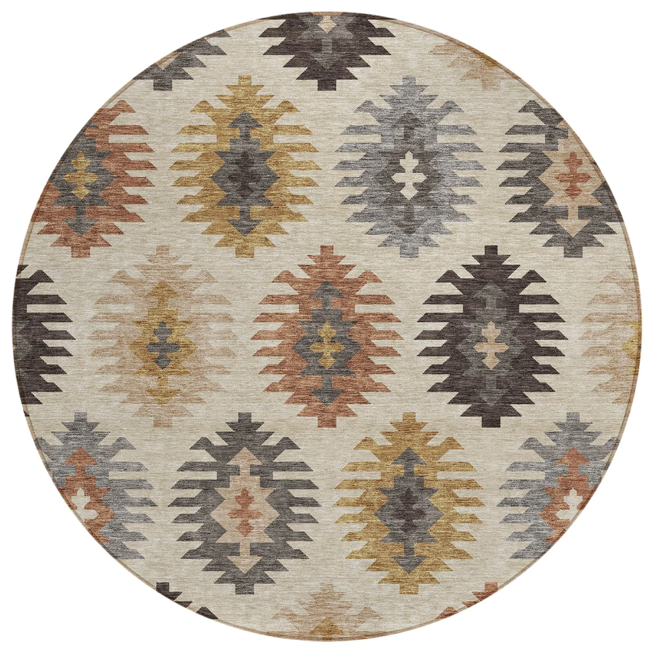 Machine Washable Indoor/ Outdoor Boho Tribal Chantille Rug