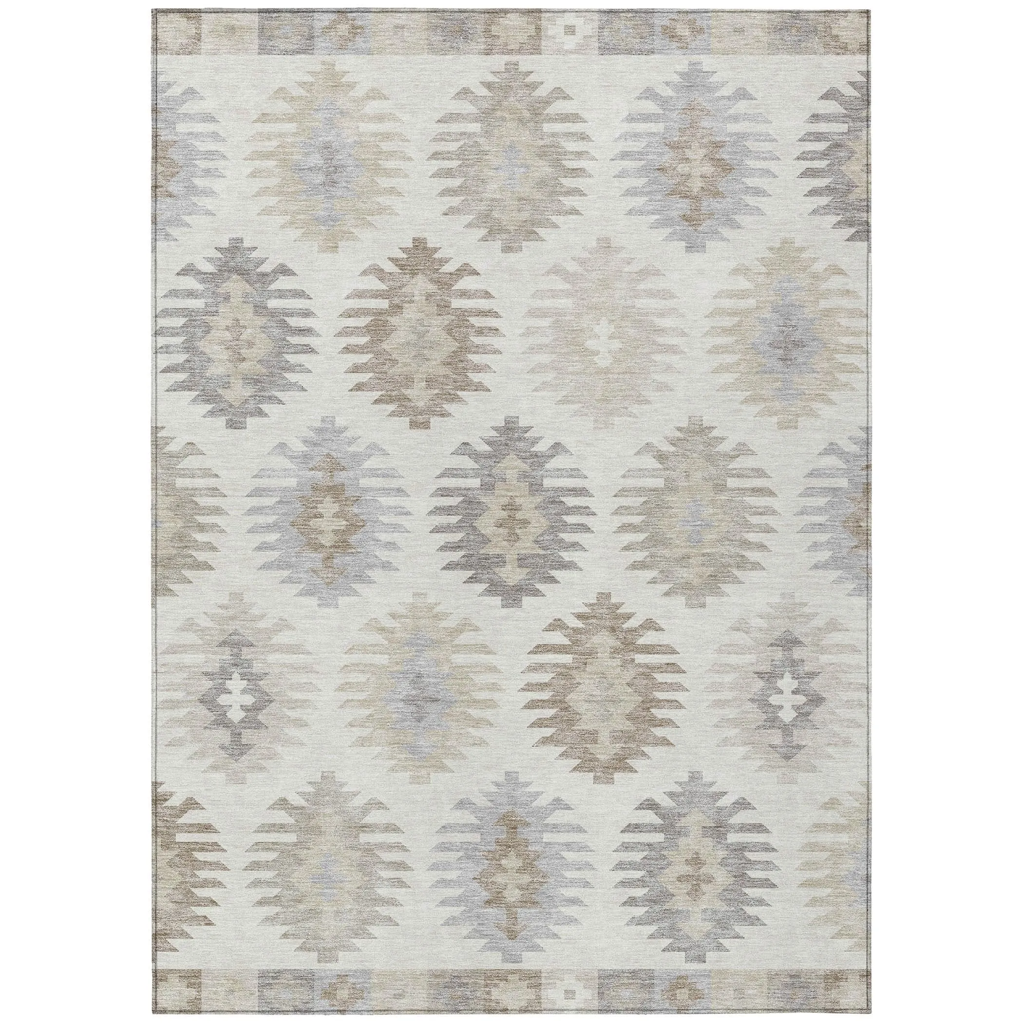 Machine Washable Indoor/ Outdoor Boho Tribal Chantille Rug