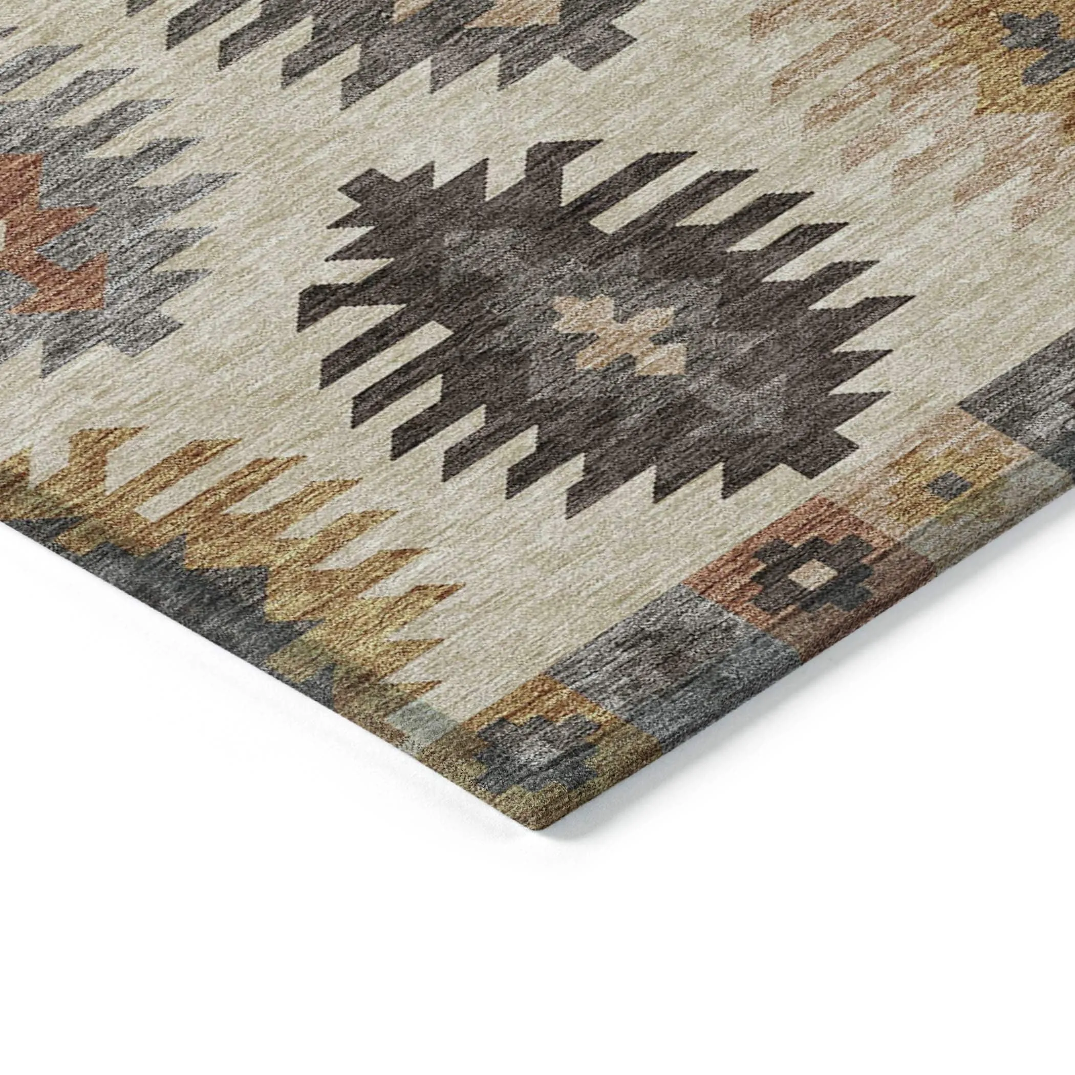 Machine Washable Indoor/ Outdoor Boho Tribal Chantille Rug
