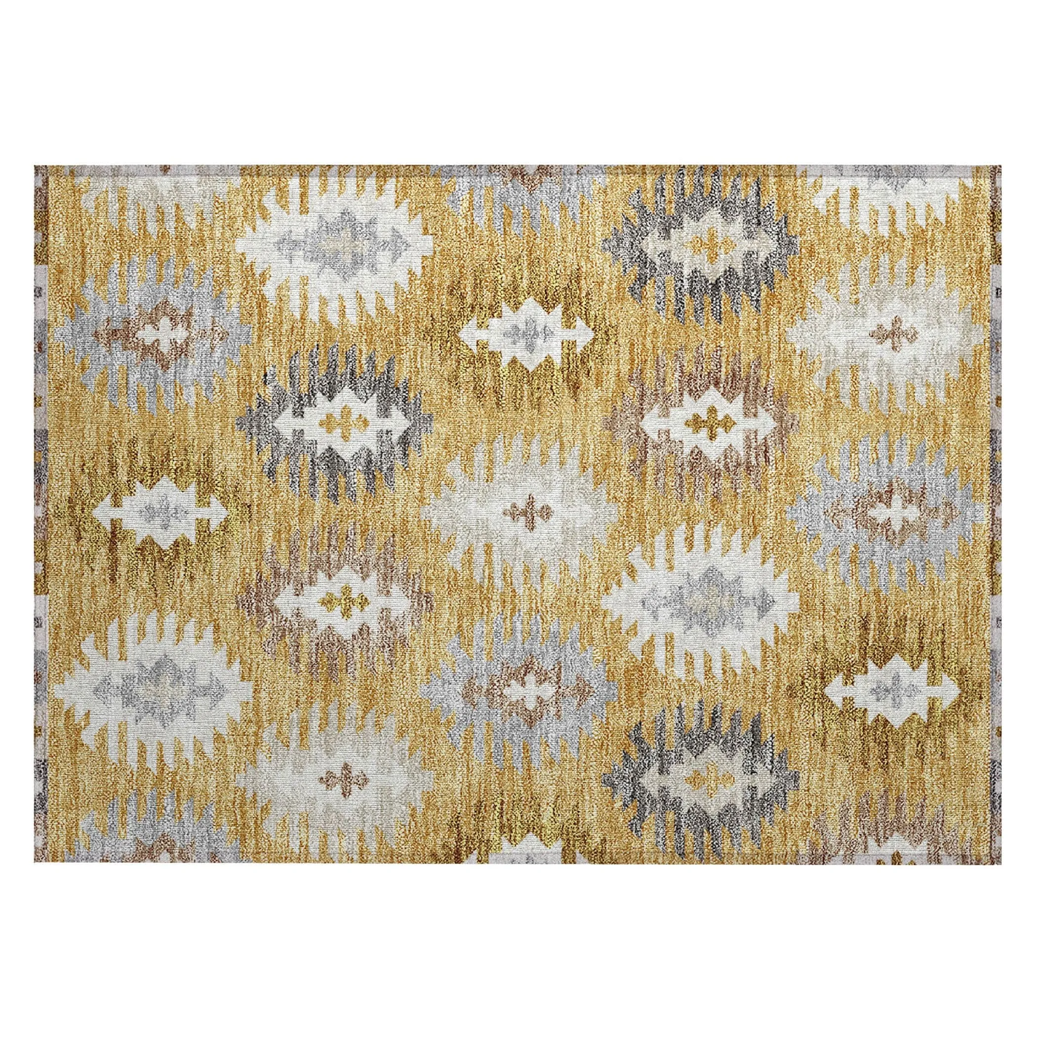 Machine Washable Indoor/ Outdoor Boho Tribal Chantille Rug