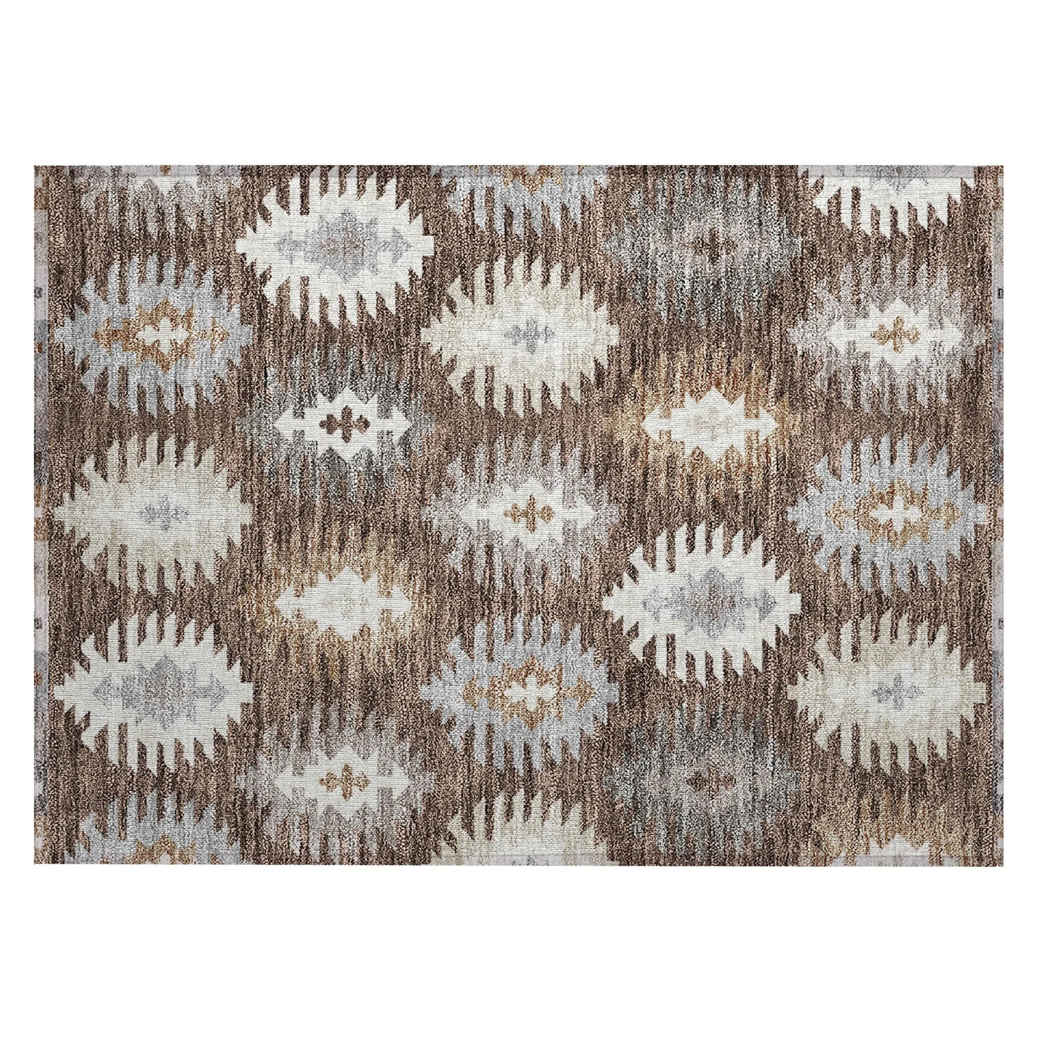 Machine Washable Indoor/ Outdoor Boho Tribal Chantille Rug