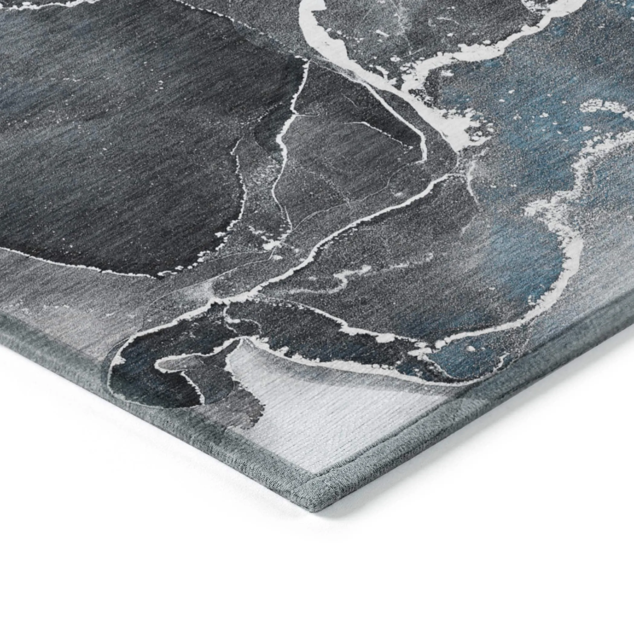 Machine Washable Indoor/ Outdoor Chantille Abstract Blue Rug