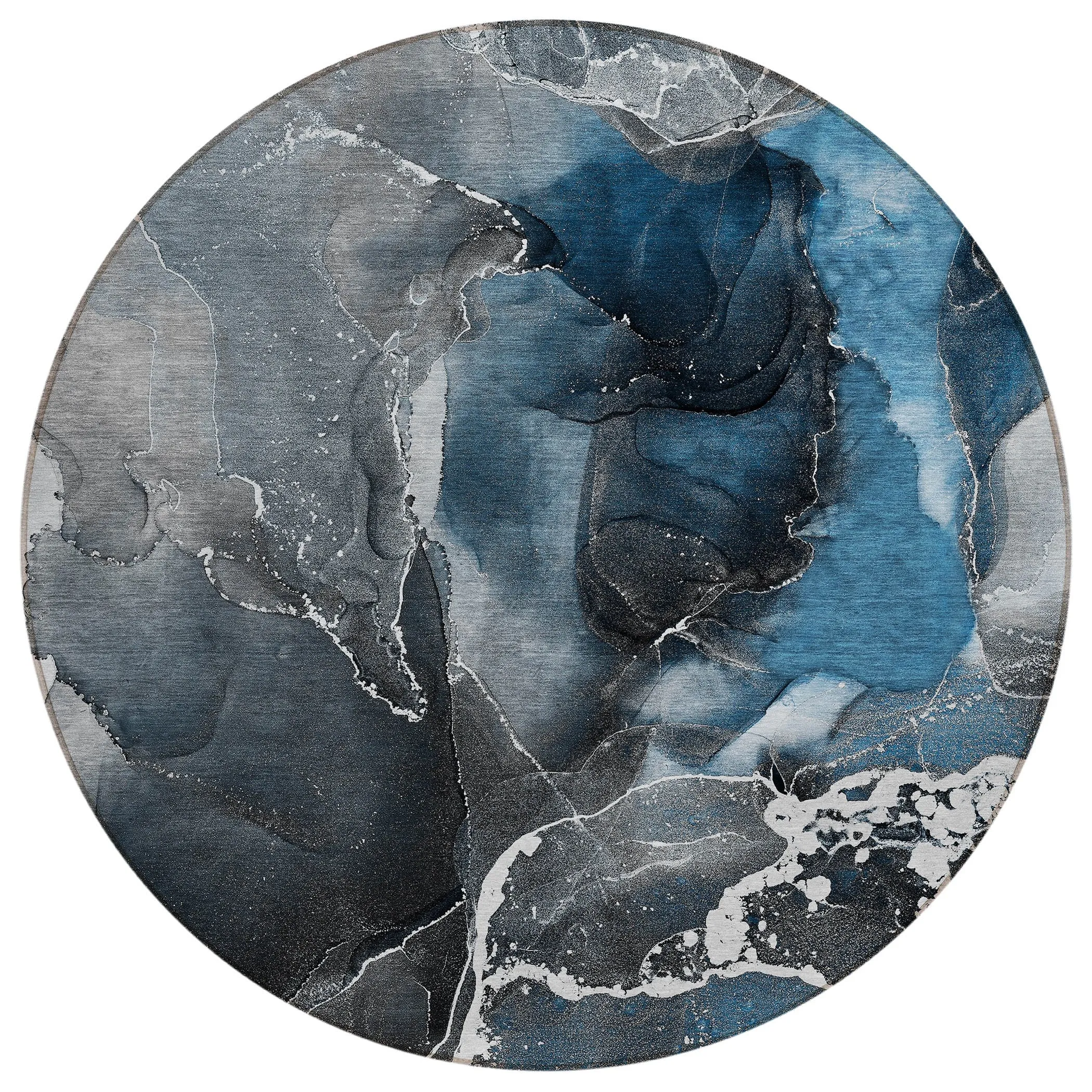Machine Washable Indoor/ Outdoor Chantille Abstract Blue Rug