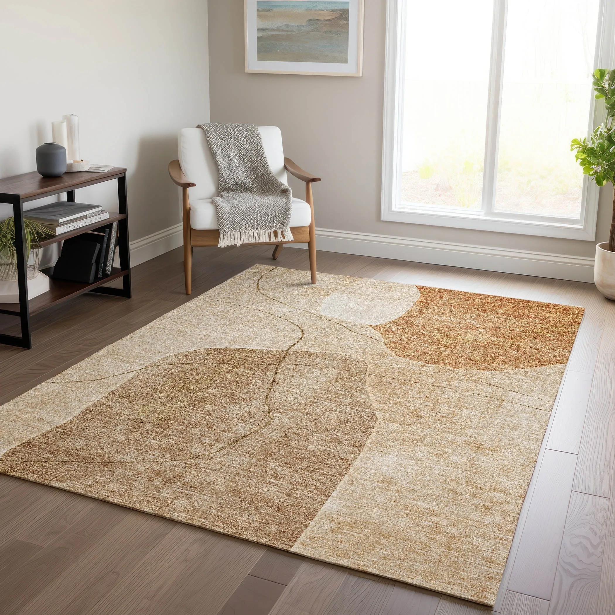 Machine Washable Indoor/ Outdoor Chantille Abstract Contemporary Rug