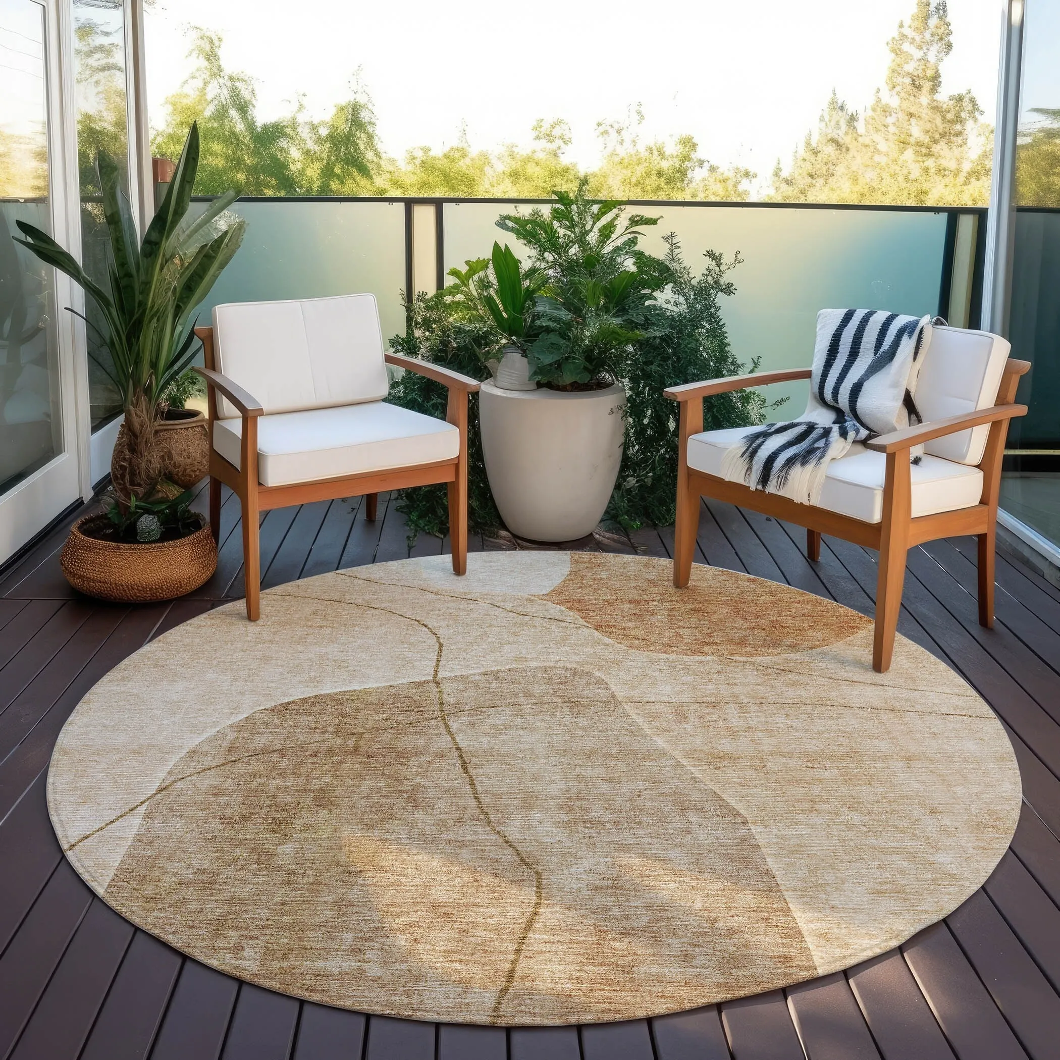 Machine Washable Indoor/ Outdoor Chantille Abstract Contemporary Rug