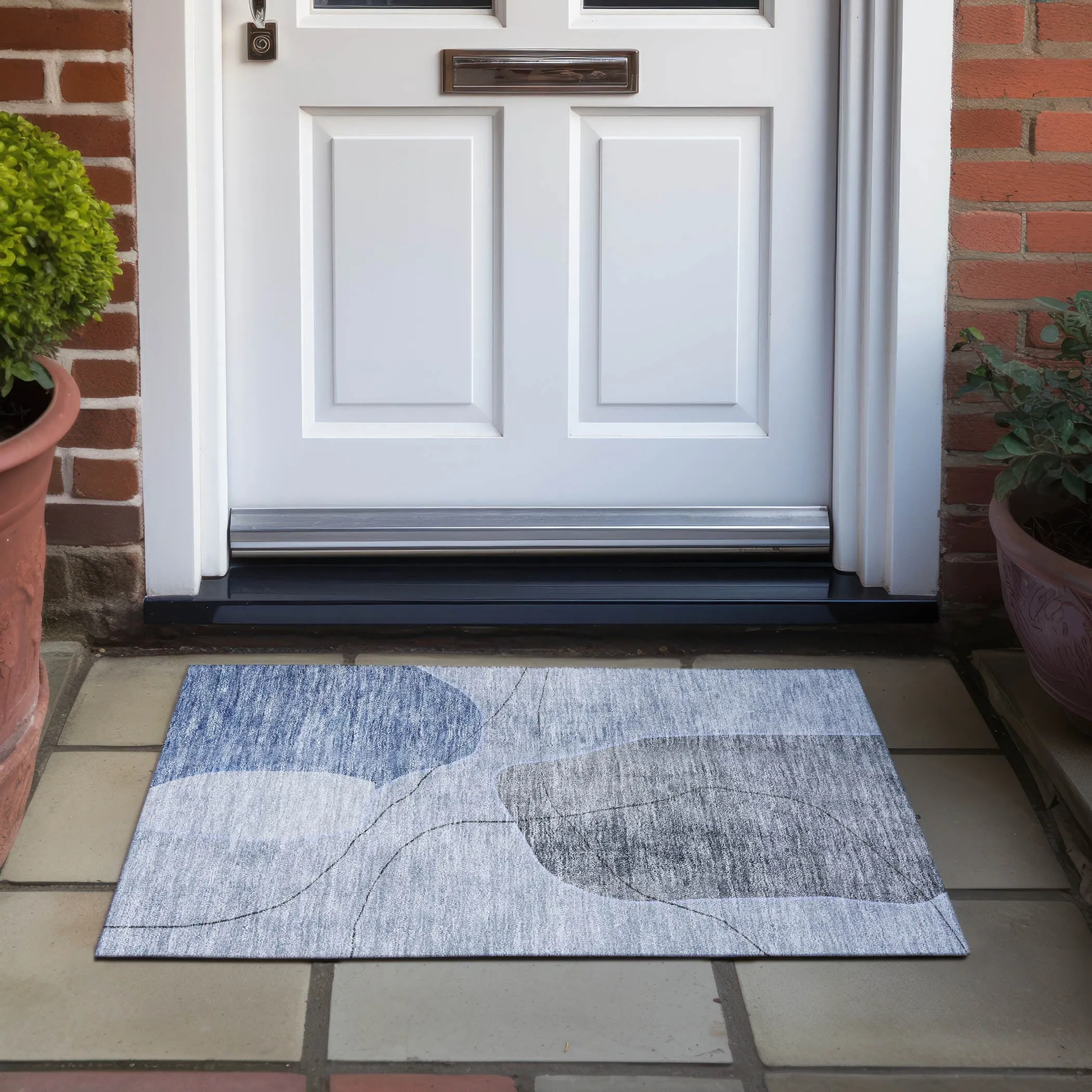 Machine Washable Indoor/ Outdoor Chantille Abstract Contemporary Rug