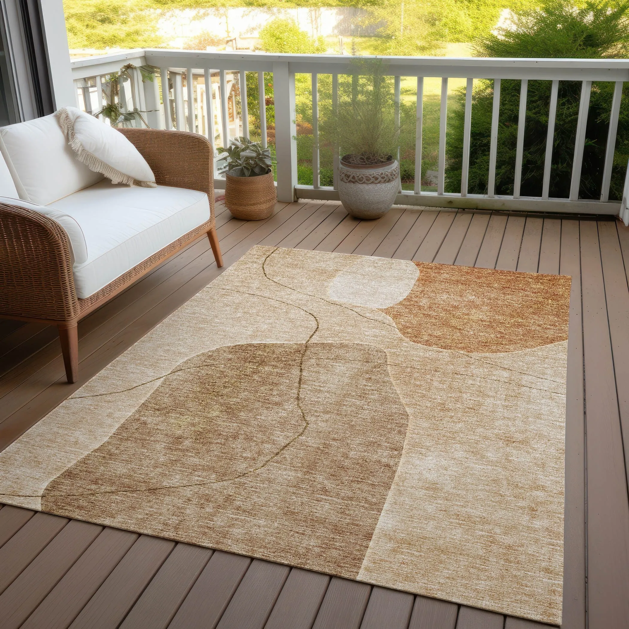 Machine Washable Indoor/ Outdoor Chantille Abstract Contemporary Rug