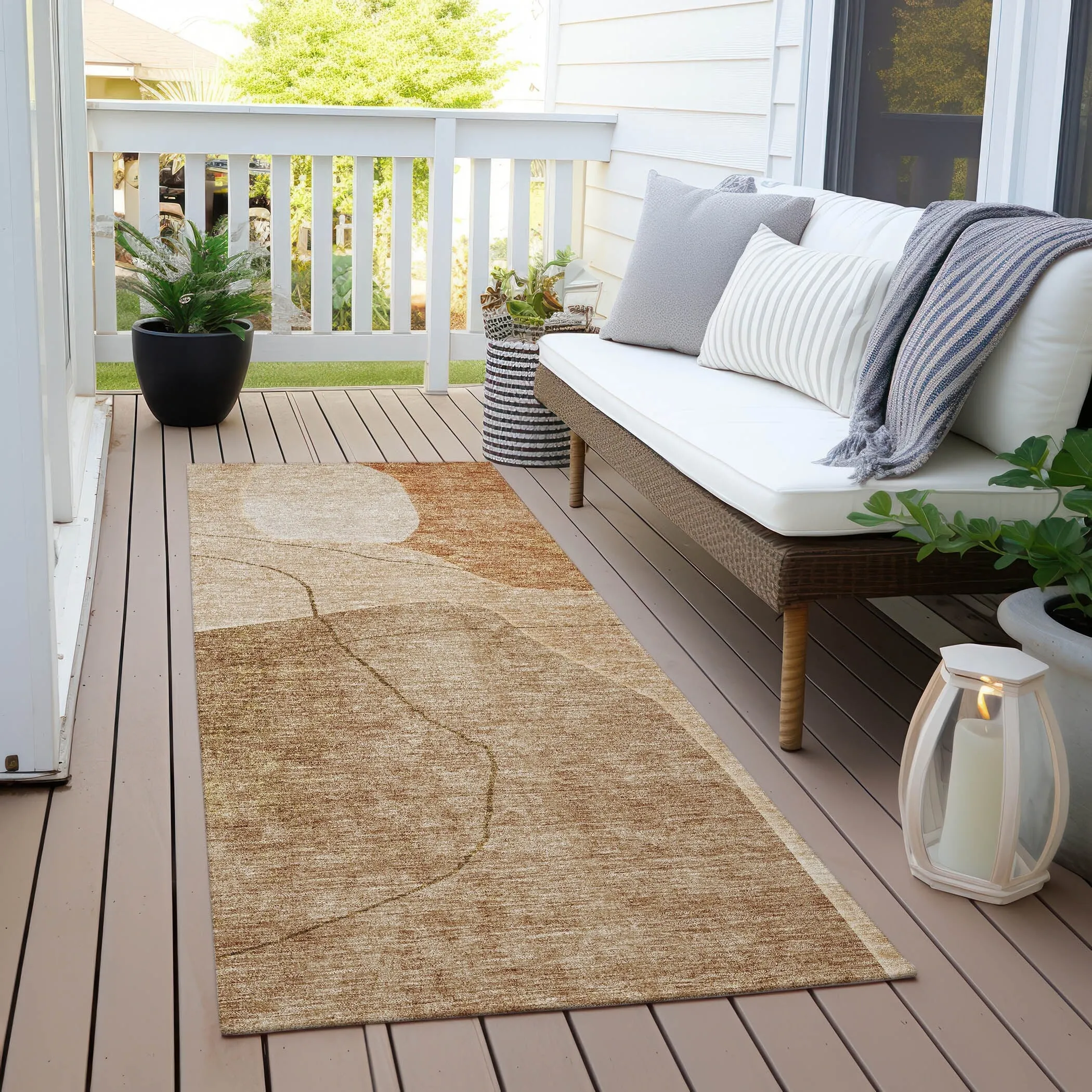Machine Washable Indoor/ Outdoor Chantille Abstract Contemporary Rug