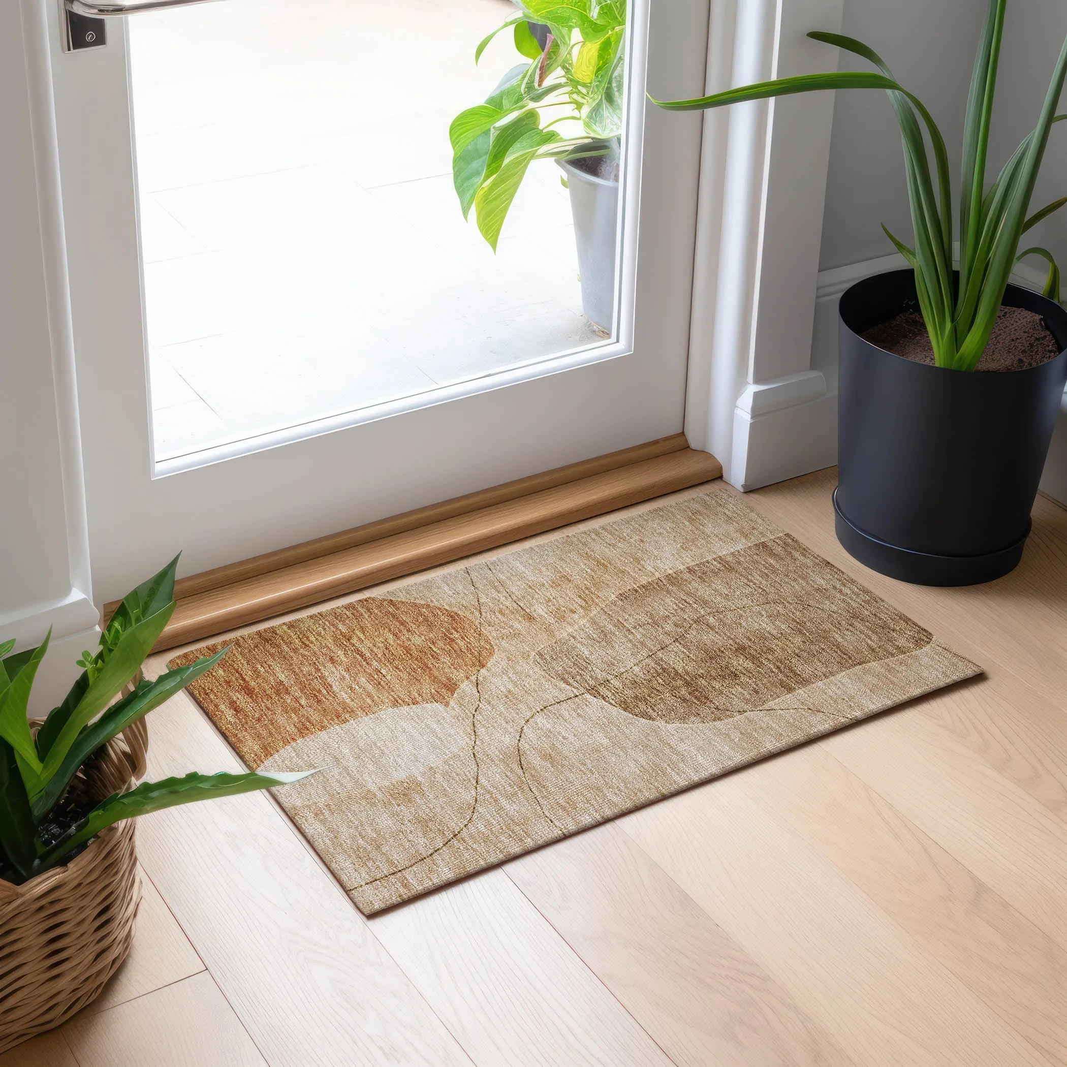 Machine Washable Indoor/ Outdoor Chantille Abstract Contemporary Rug