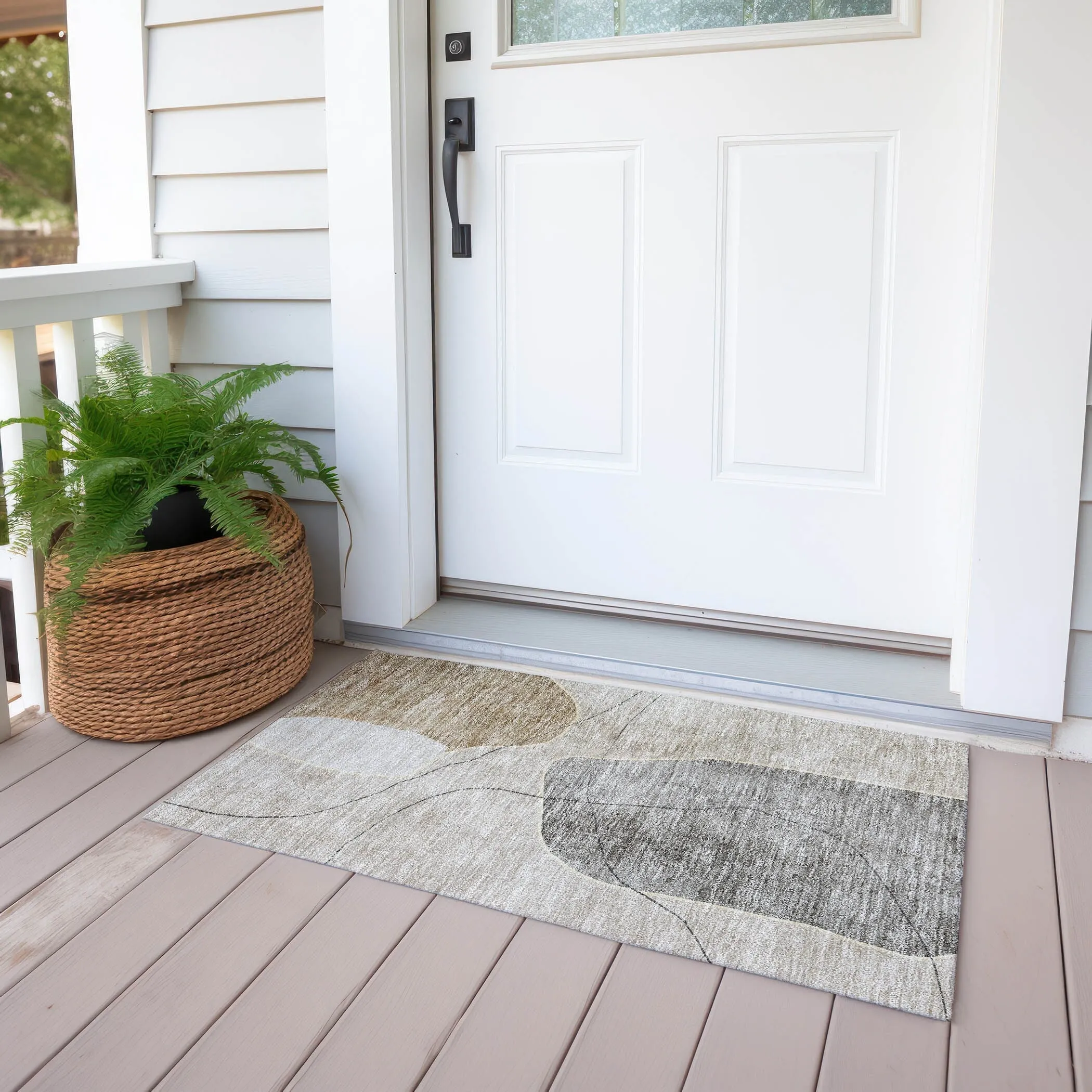 Machine Washable Indoor/ Outdoor Chantille Abstract Contemporary Rug