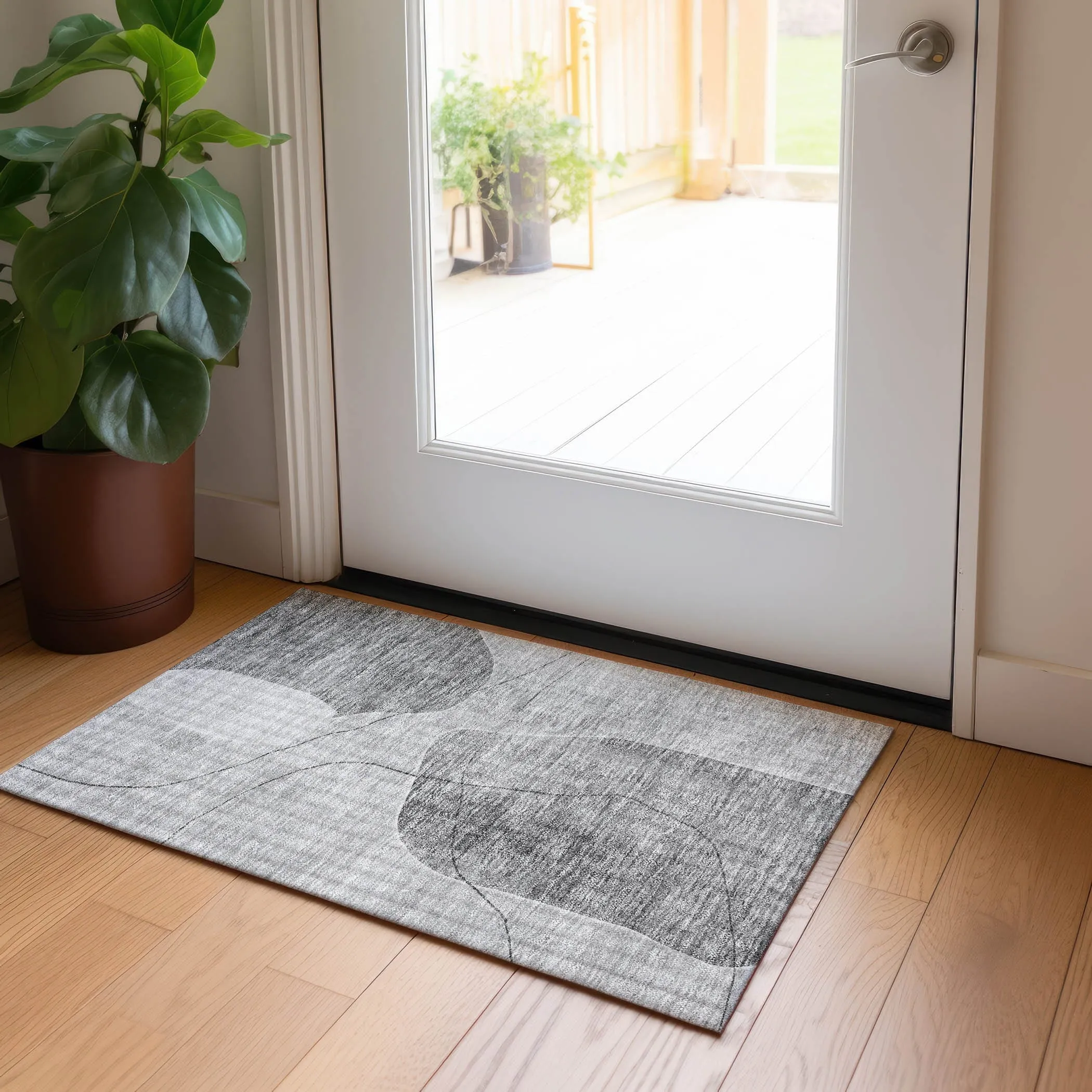Machine Washable Indoor/ Outdoor Chantille Abstract Contemporary Rug