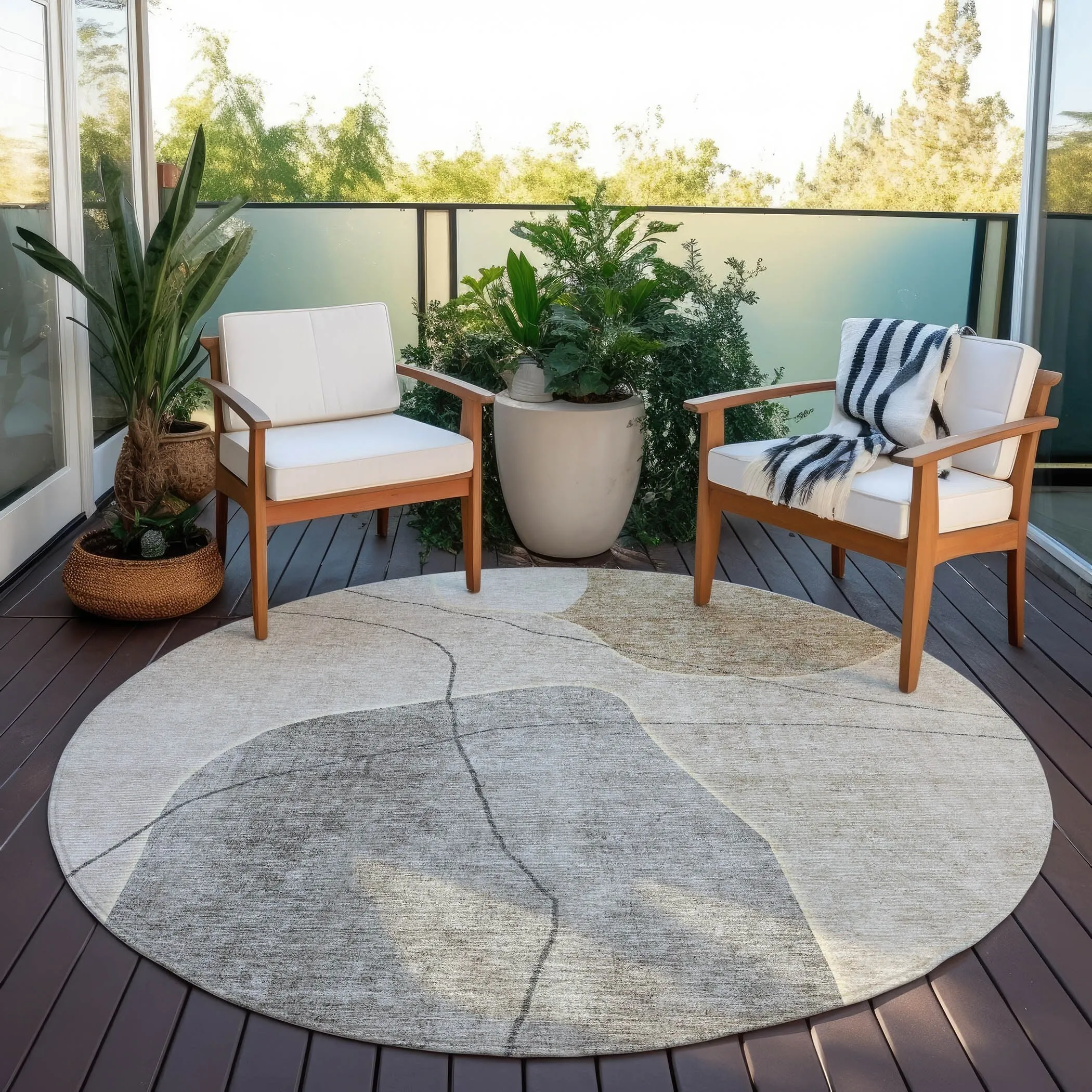 Machine Washable Indoor/ Outdoor Chantille Abstract Contemporary Rug