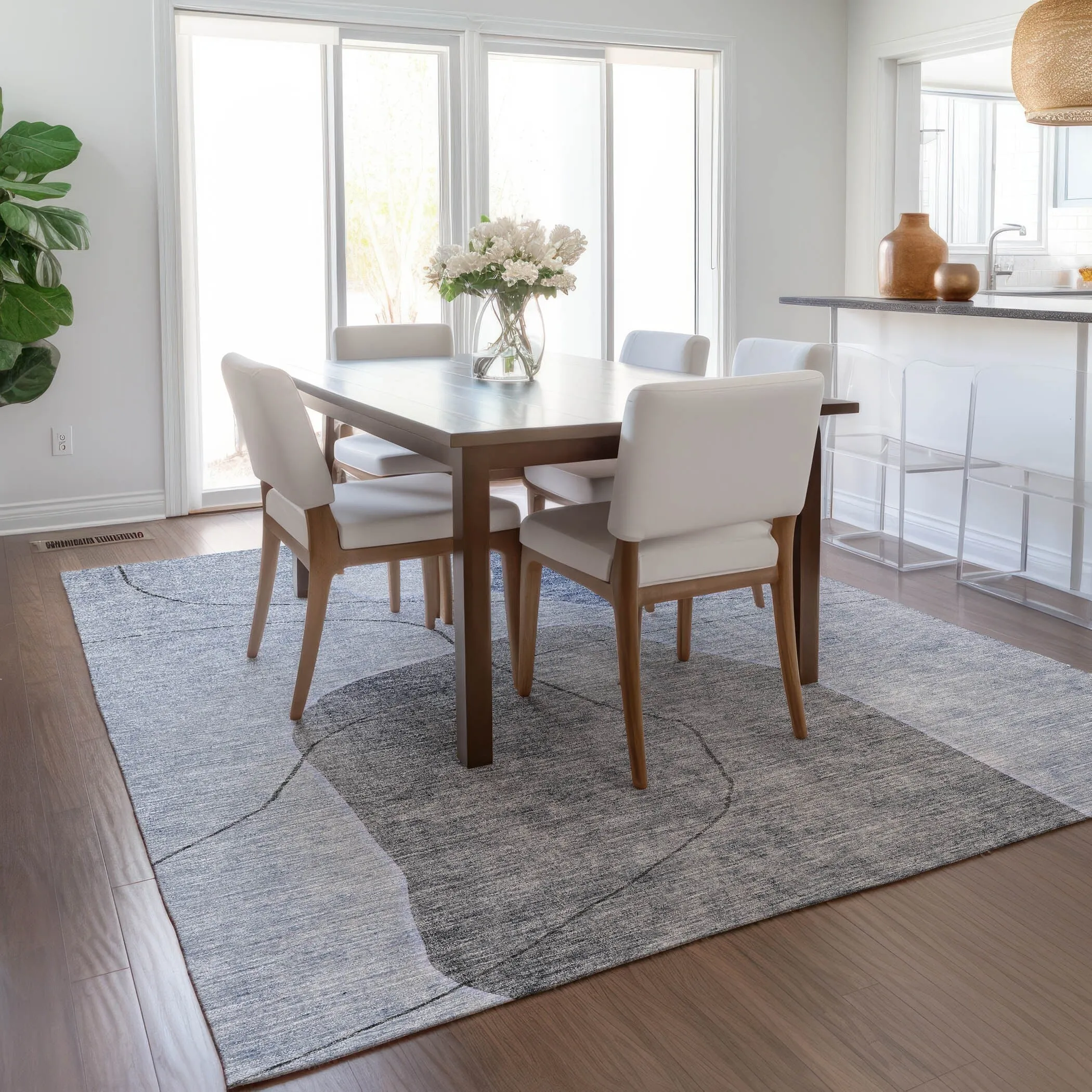 Machine Washable Indoor/ Outdoor Chantille Abstract Contemporary Rug