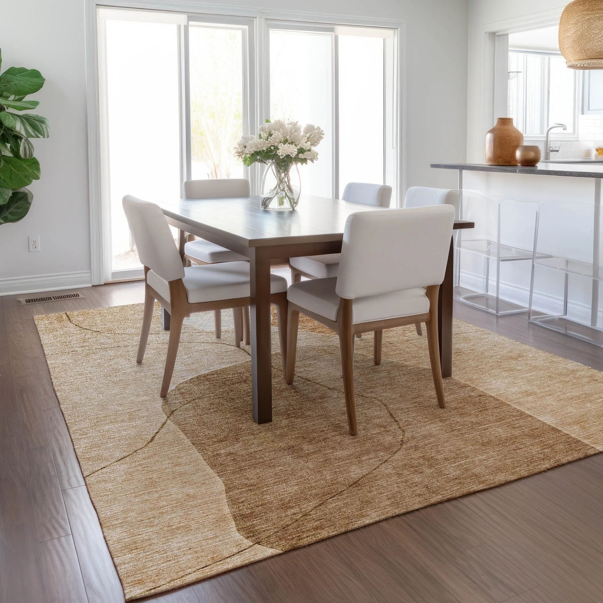 Machine Washable Indoor/ Outdoor Chantille Abstract Contemporary Rug