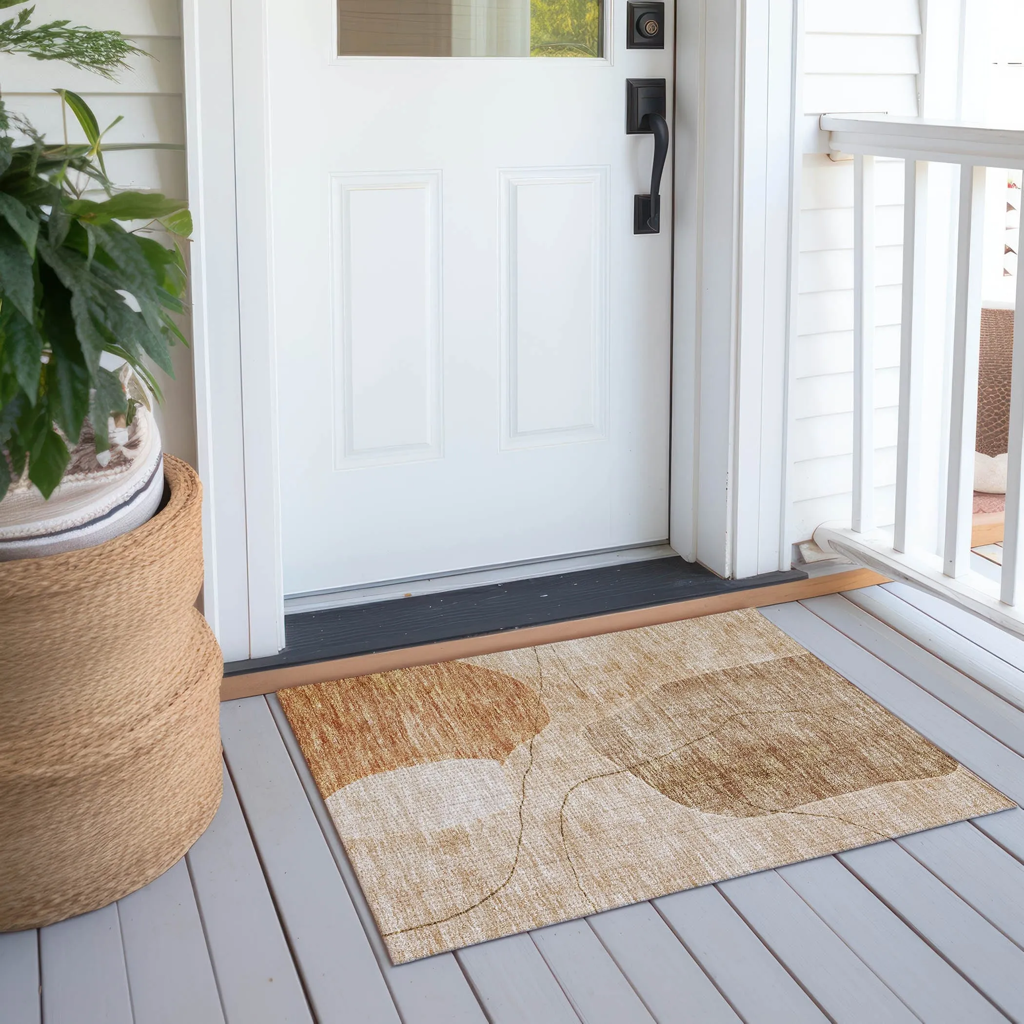 Machine Washable Indoor/ Outdoor Chantille Abstract Contemporary Rug