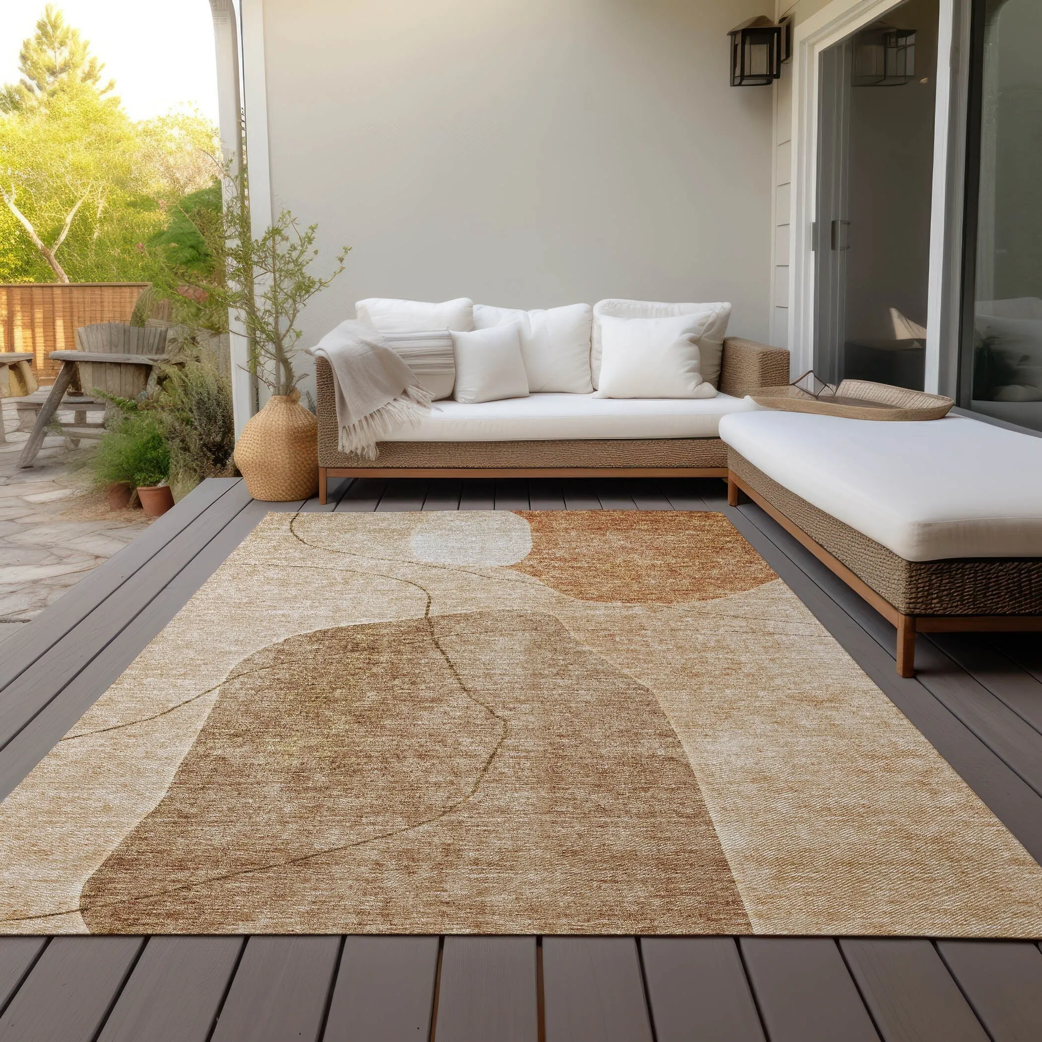 Machine Washable Indoor/ Outdoor Chantille Abstract Contemporary Rug