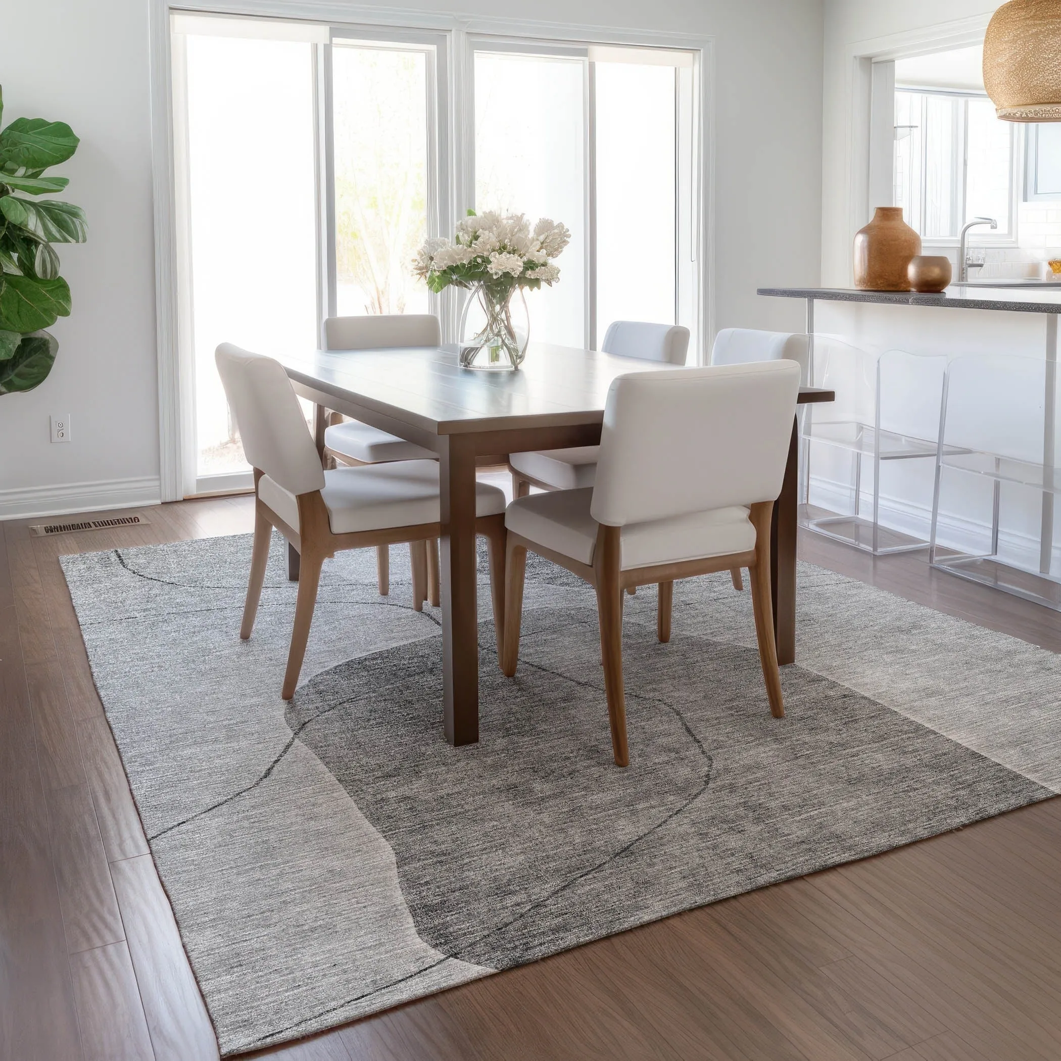 Machine Washable Indoor/ Outdoor Chantille Abstract Contemporary Rug