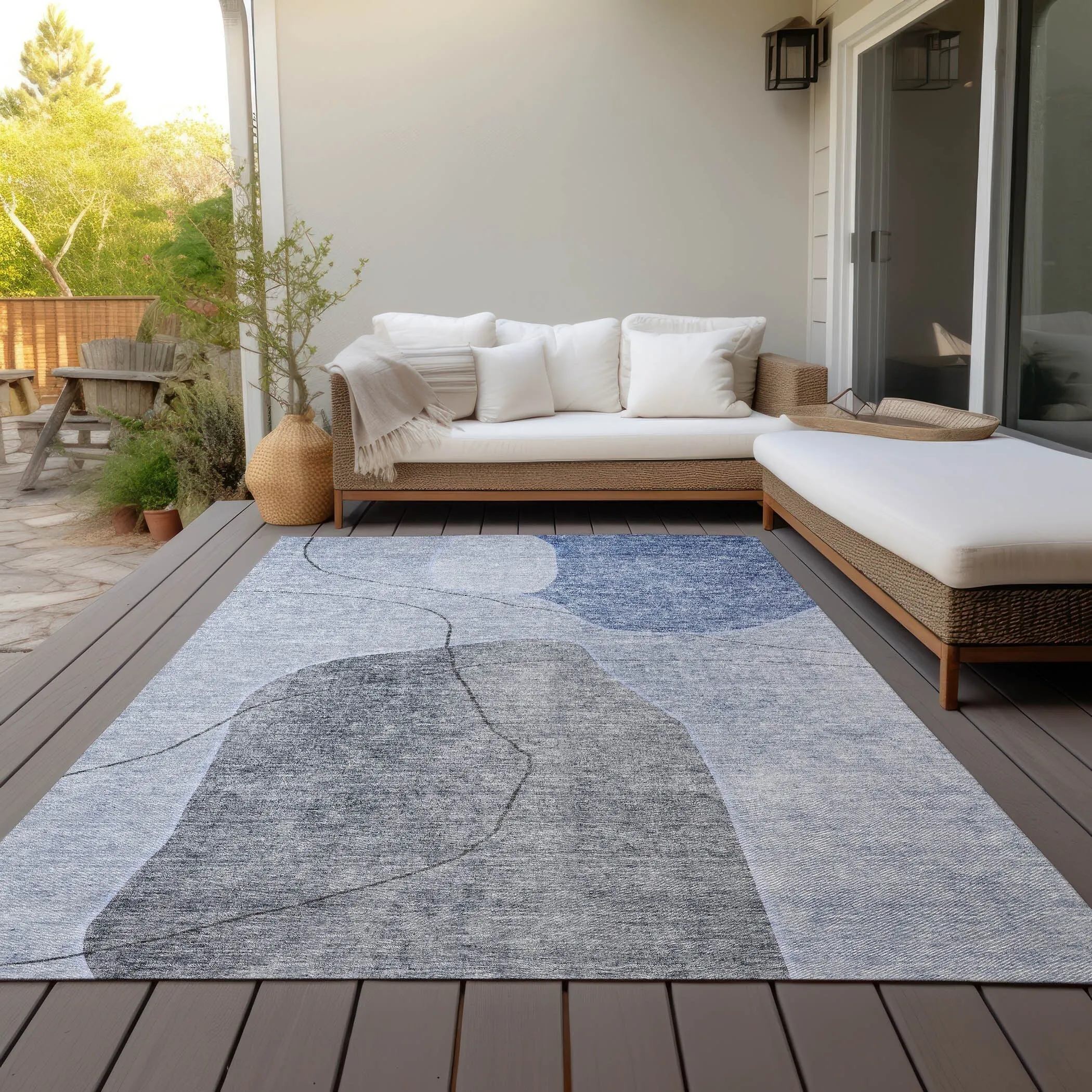 Machine Washable Indoor/ Outdoor Chantille Abstract Contemporary Rug