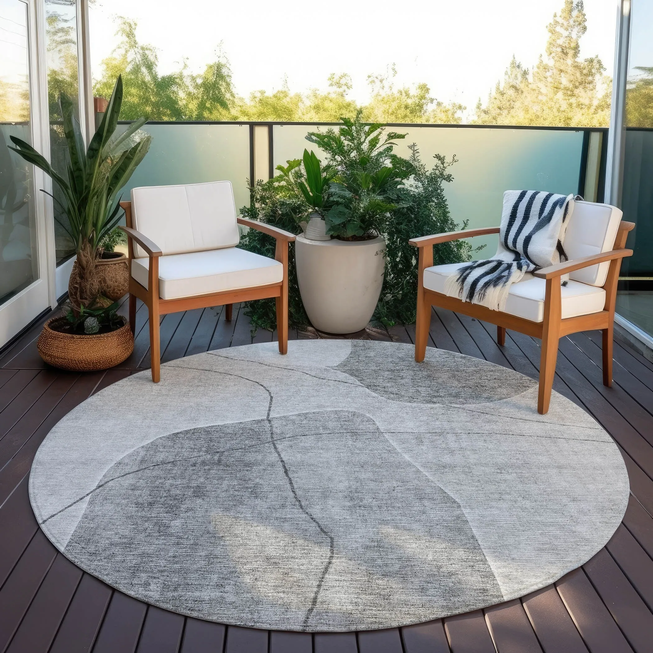 Machine Washable Indoor/ Outdoor Chantille Abstract Contemporary Rug