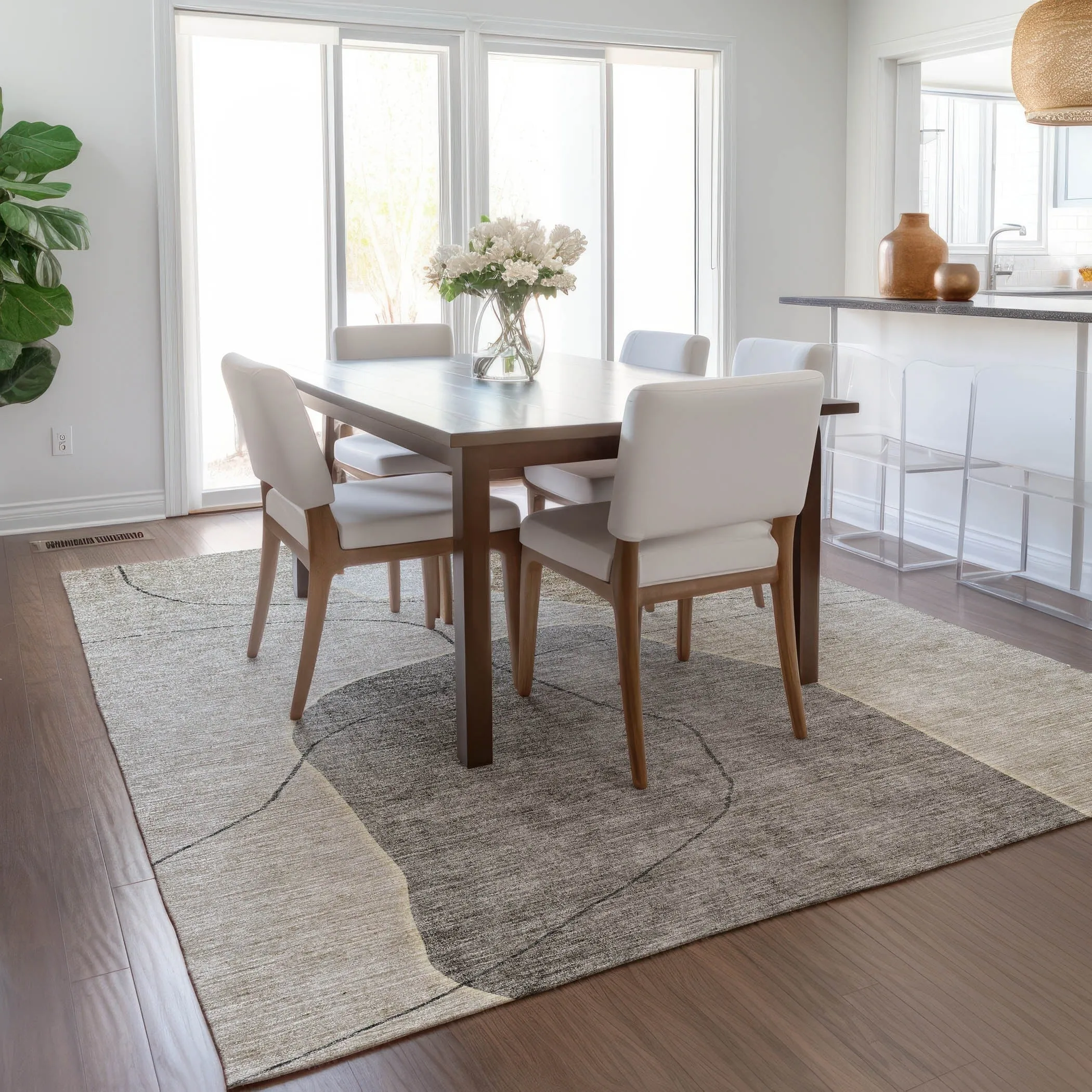Machine Washable Indoor/ Outdoor Chantille Abstract Contemporary Rug