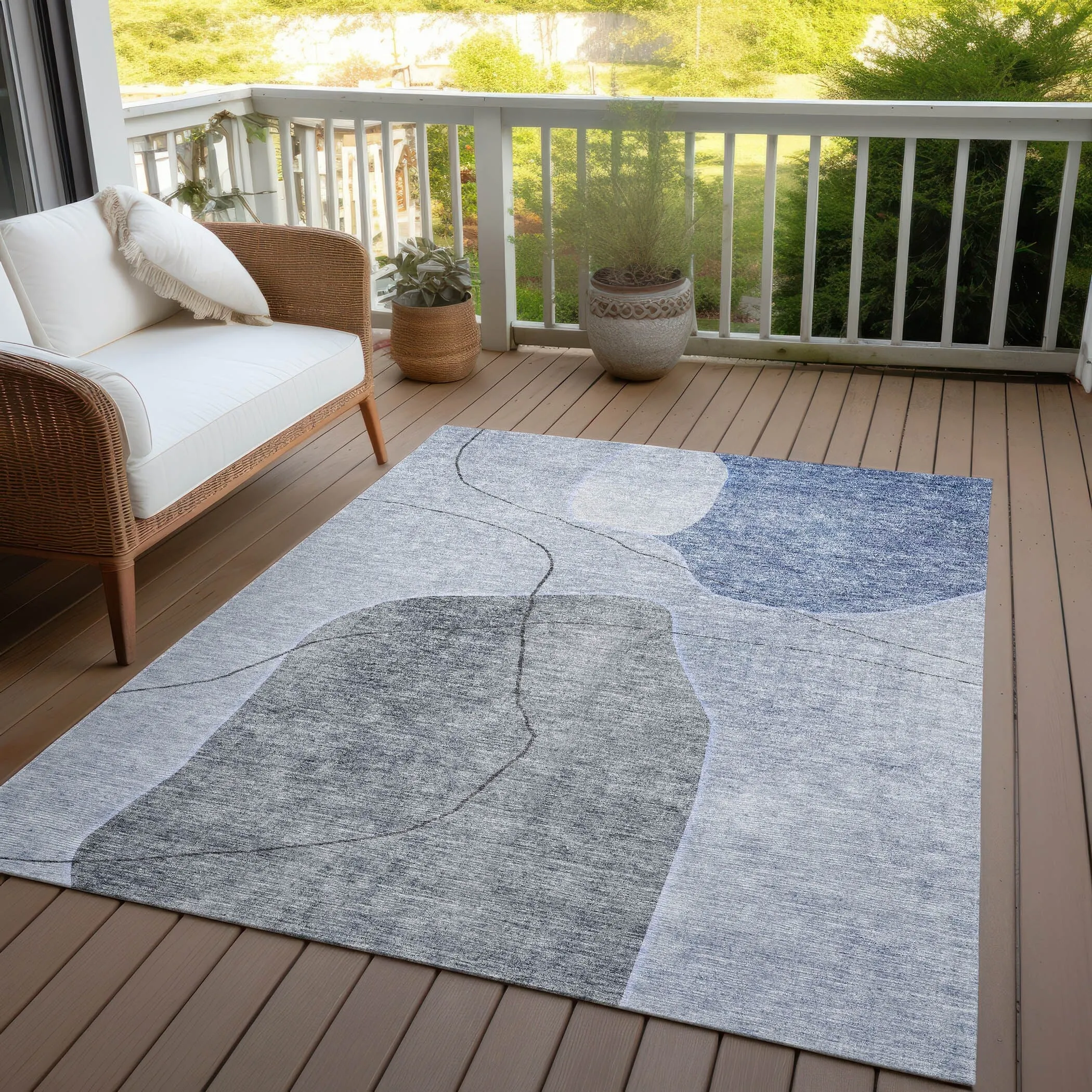 Machine Washable Indoor/ Outdoor Chantille Abstract Contemporary Rug