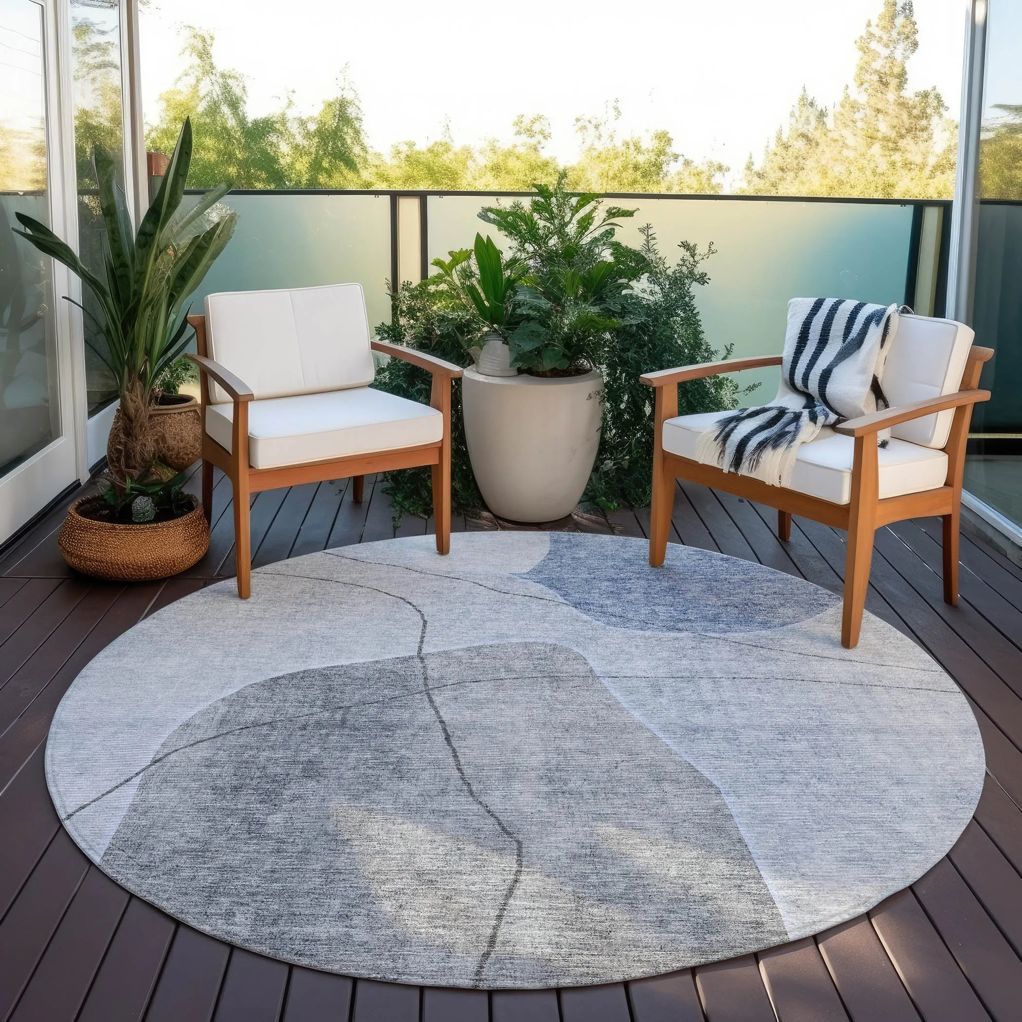Machine Washable Indoor/ Outdoor Chantille Abstract Contemporary Rug