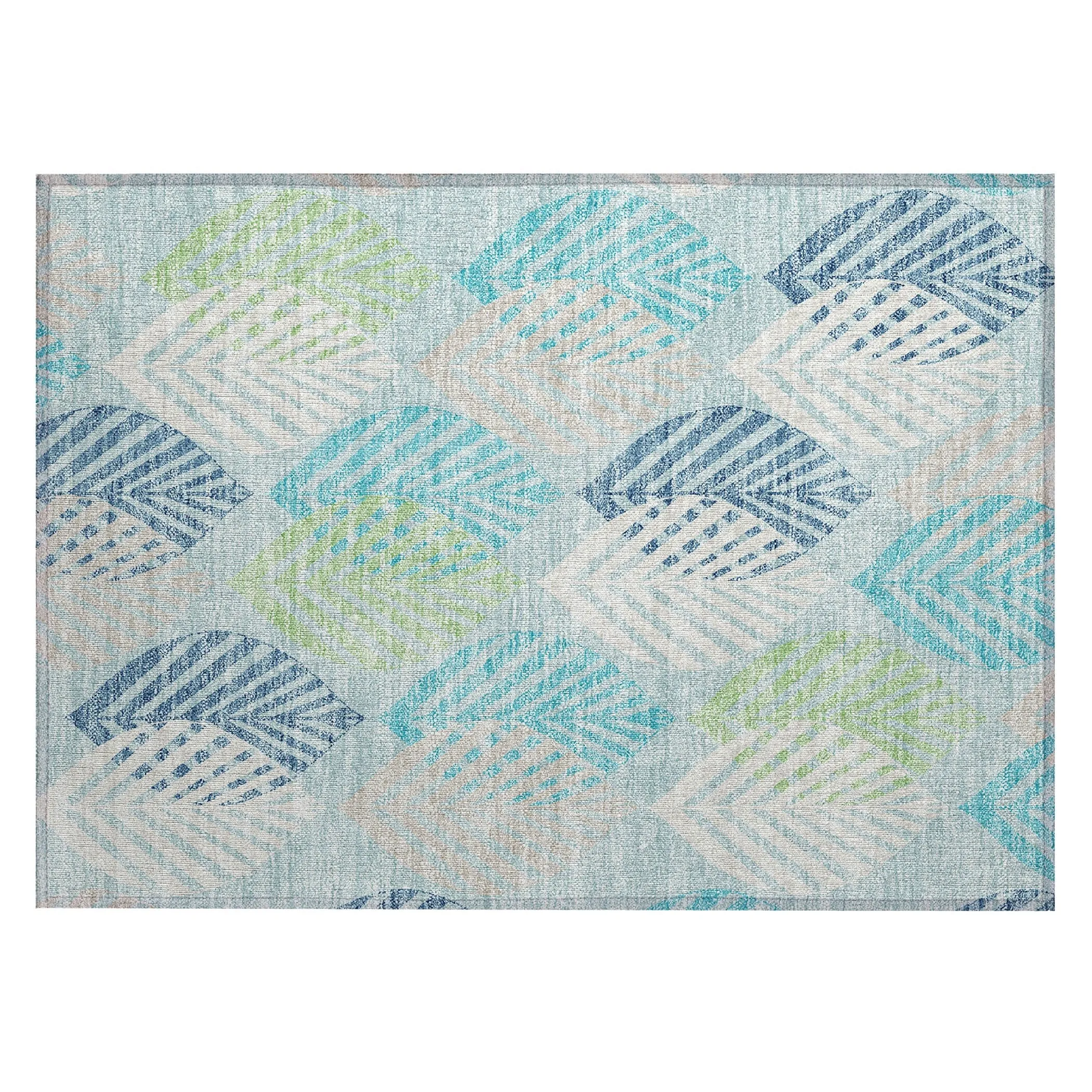 Machine Washable Indoor/ Outdoor Chantille Casual Palm Leaf Rug