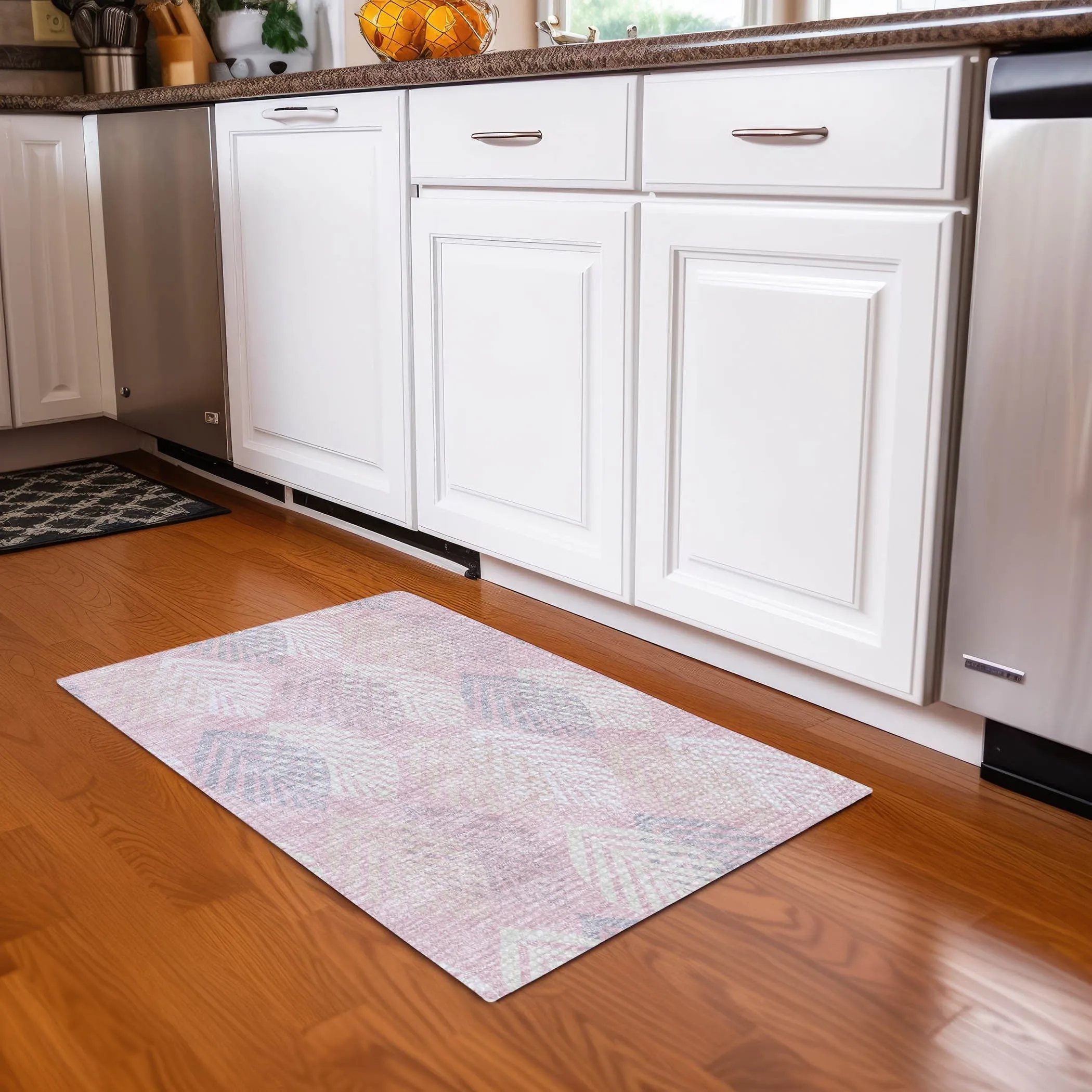 Machine Washable Indoor/ Outdoor Chantille Casual Palm Leaf Rug
