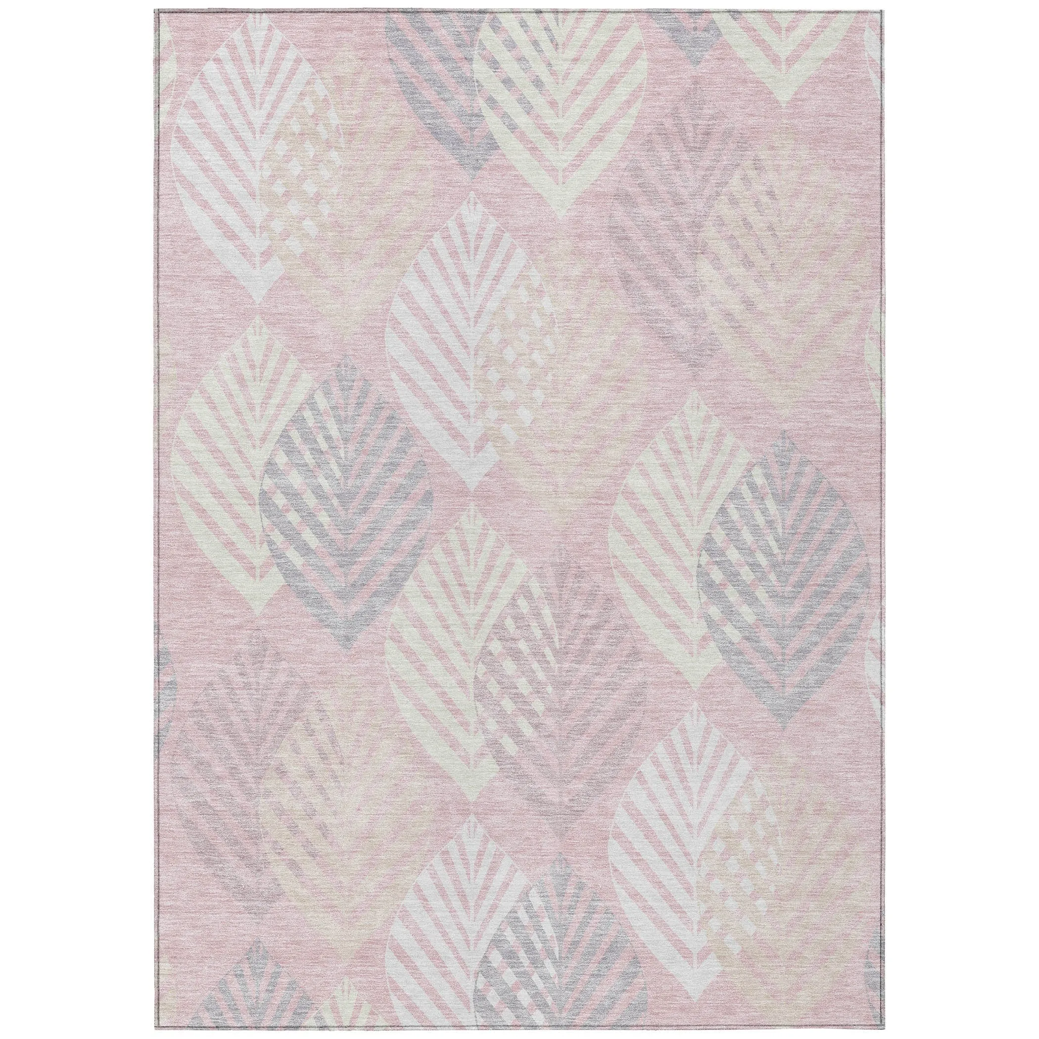 Machine Washable Indoor/ Outdoor Chantille Casual Palm Leaf Rug