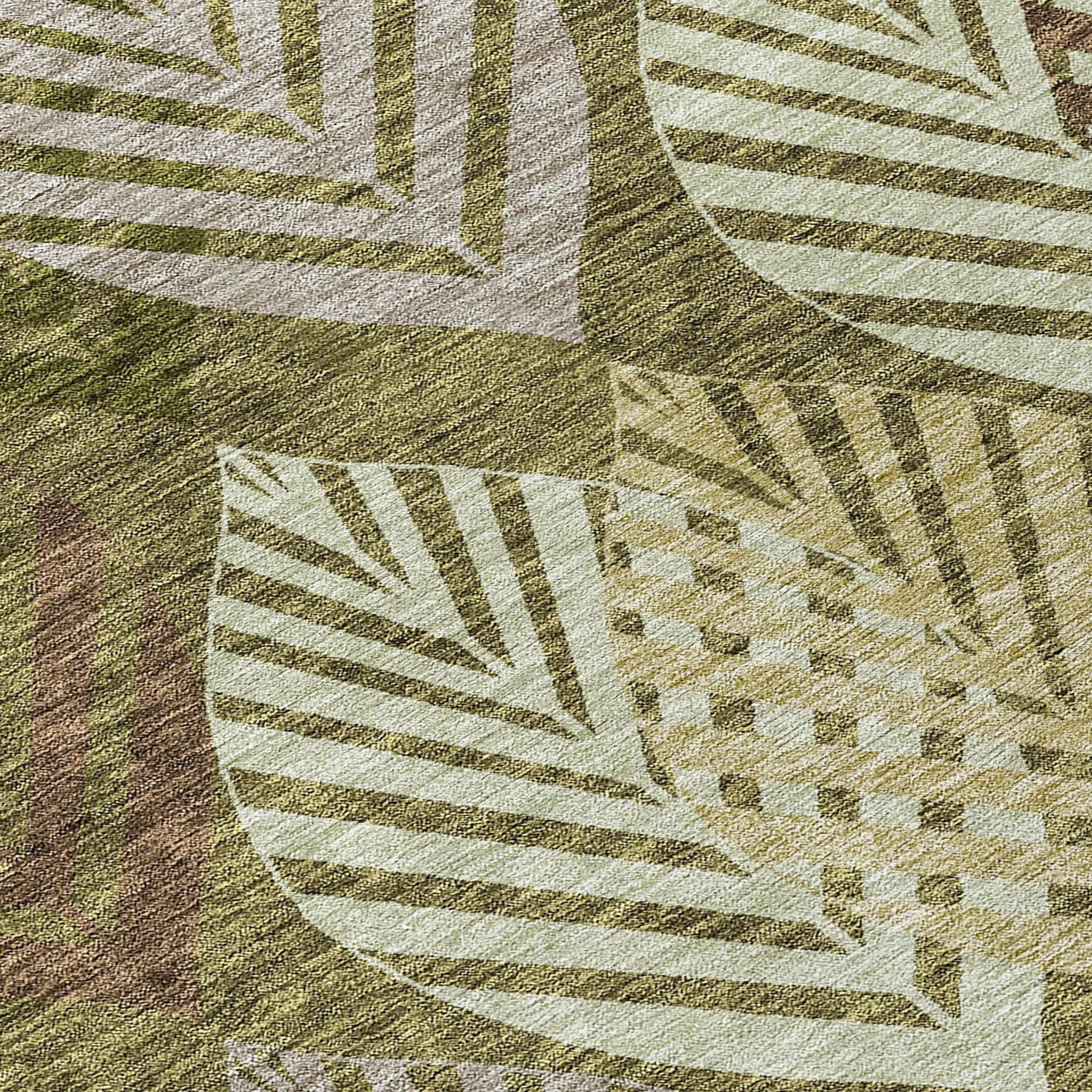 Machine Washable Indoor/ Outdoor Chantille Casual Palm Leaf Rug