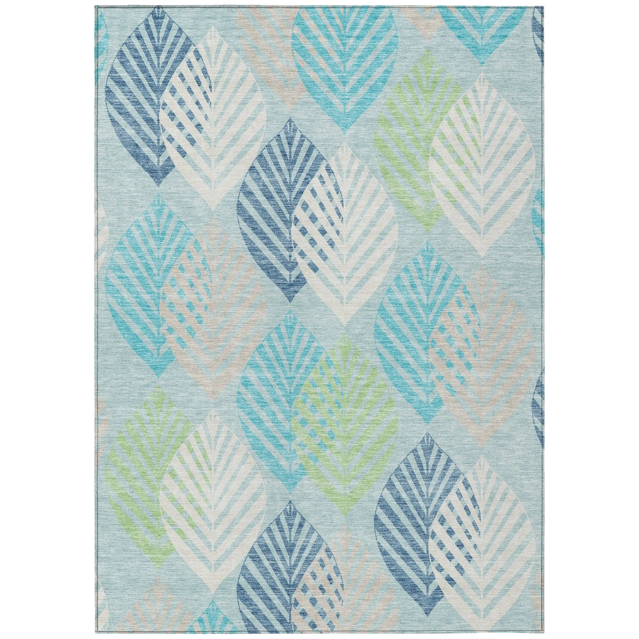 Machine Washable Indoor/ Outdoor Chantille Casual Palm Leaf Rug