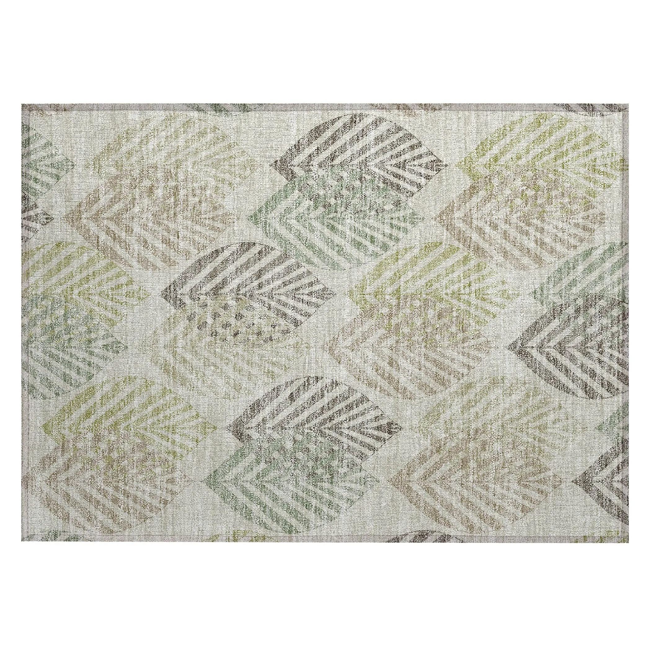 Machine Washable Indoor/ Outdoor Chantille Casual Palm Leaf Rug