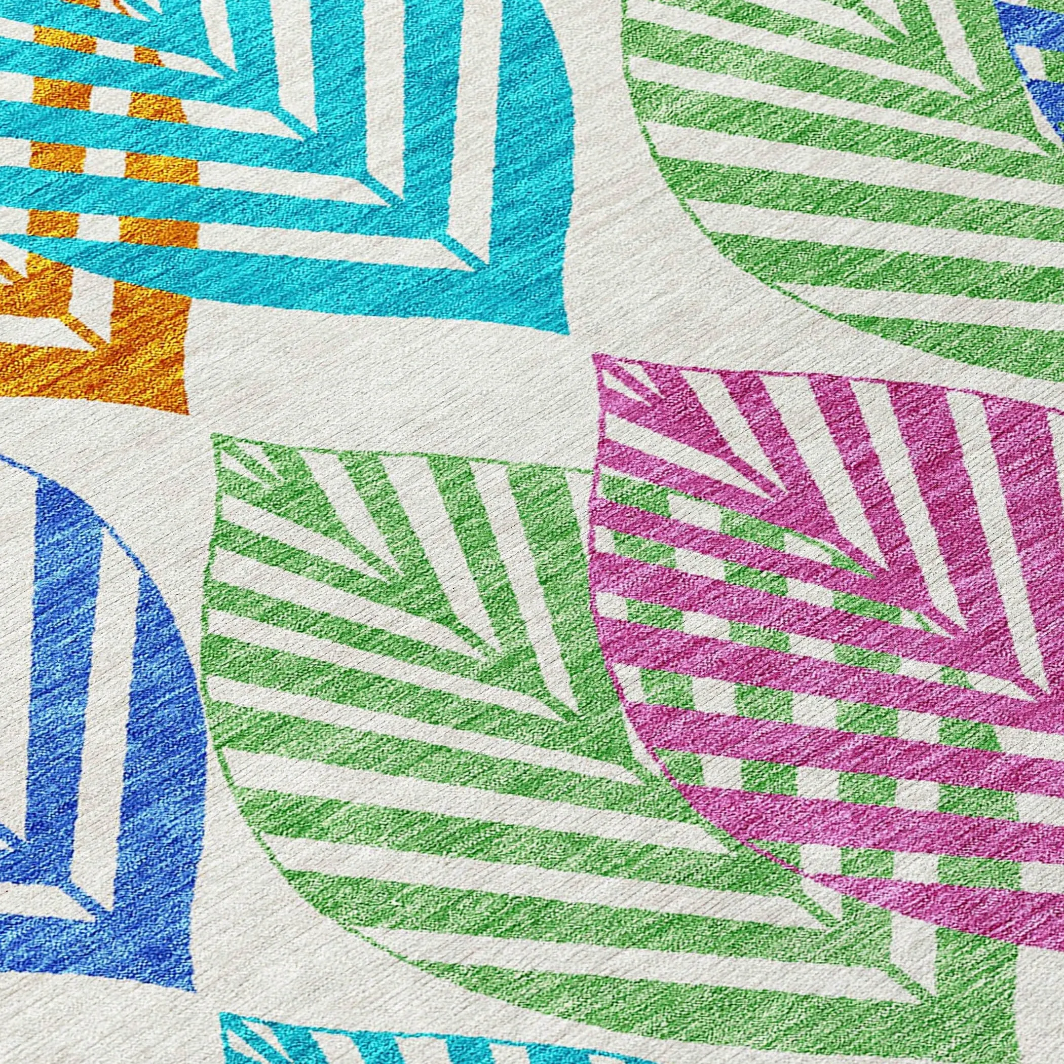 Machine Washable Indoor/ Outdoor Chantille Casual Palm Leaf Rug