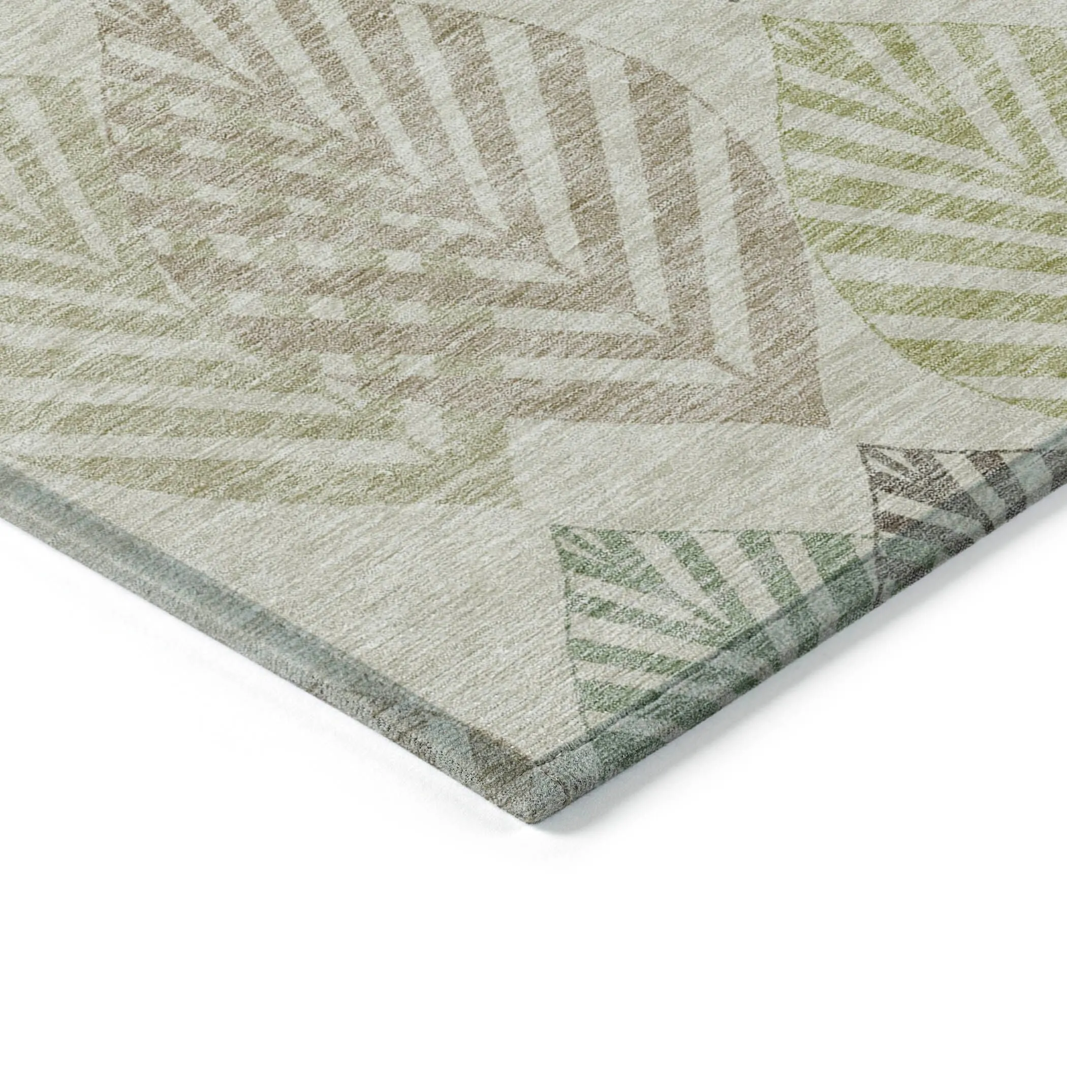 Machine Washable Indoor/ Outdoor Chantille Casual Palm Leaf Rug