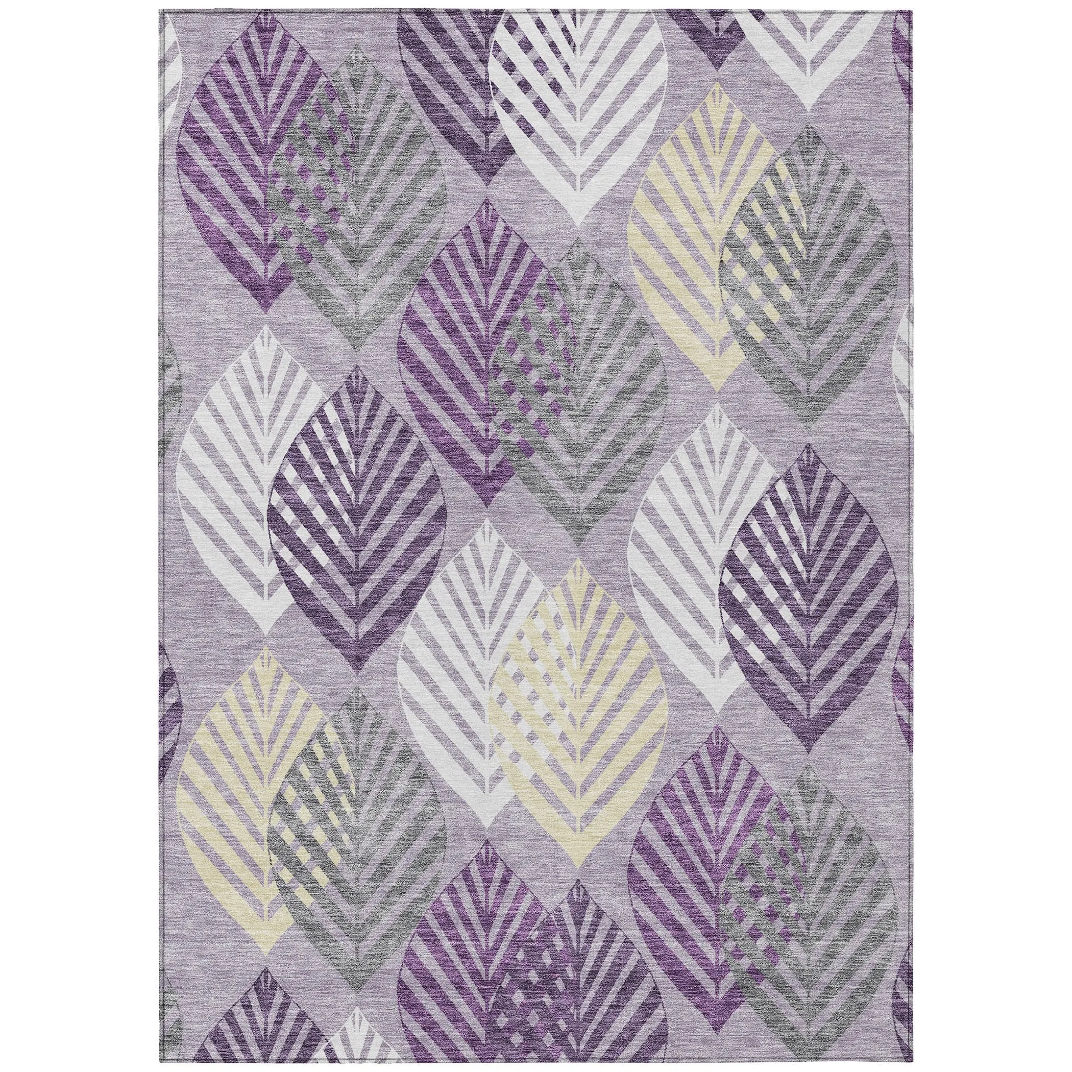 Machine Washable Indoor/ Outdoor Chantille Casual Palm Leaf Rug