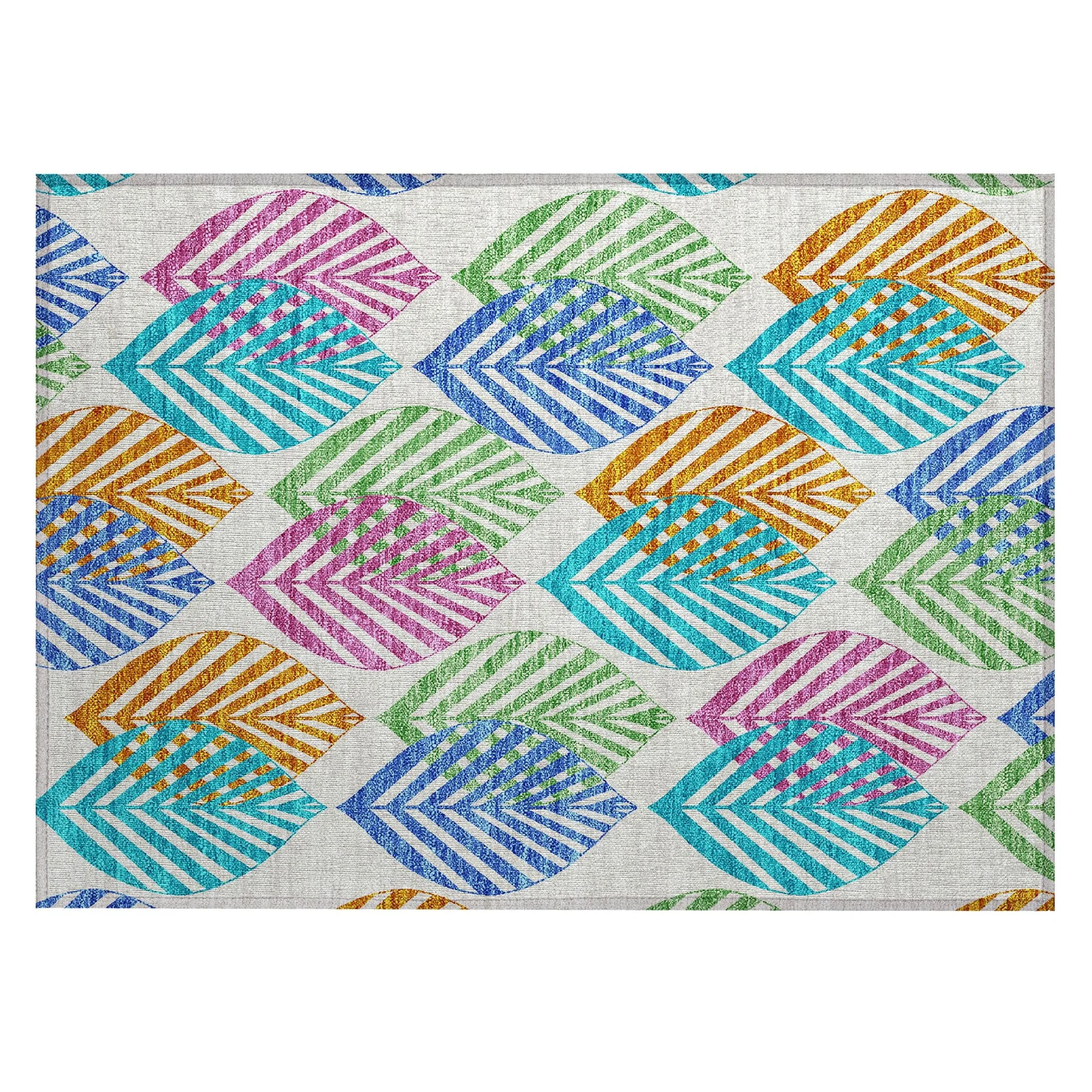 Machine Washable Indoor/ Outdoor Chantille Casual Palm Leaf Rug