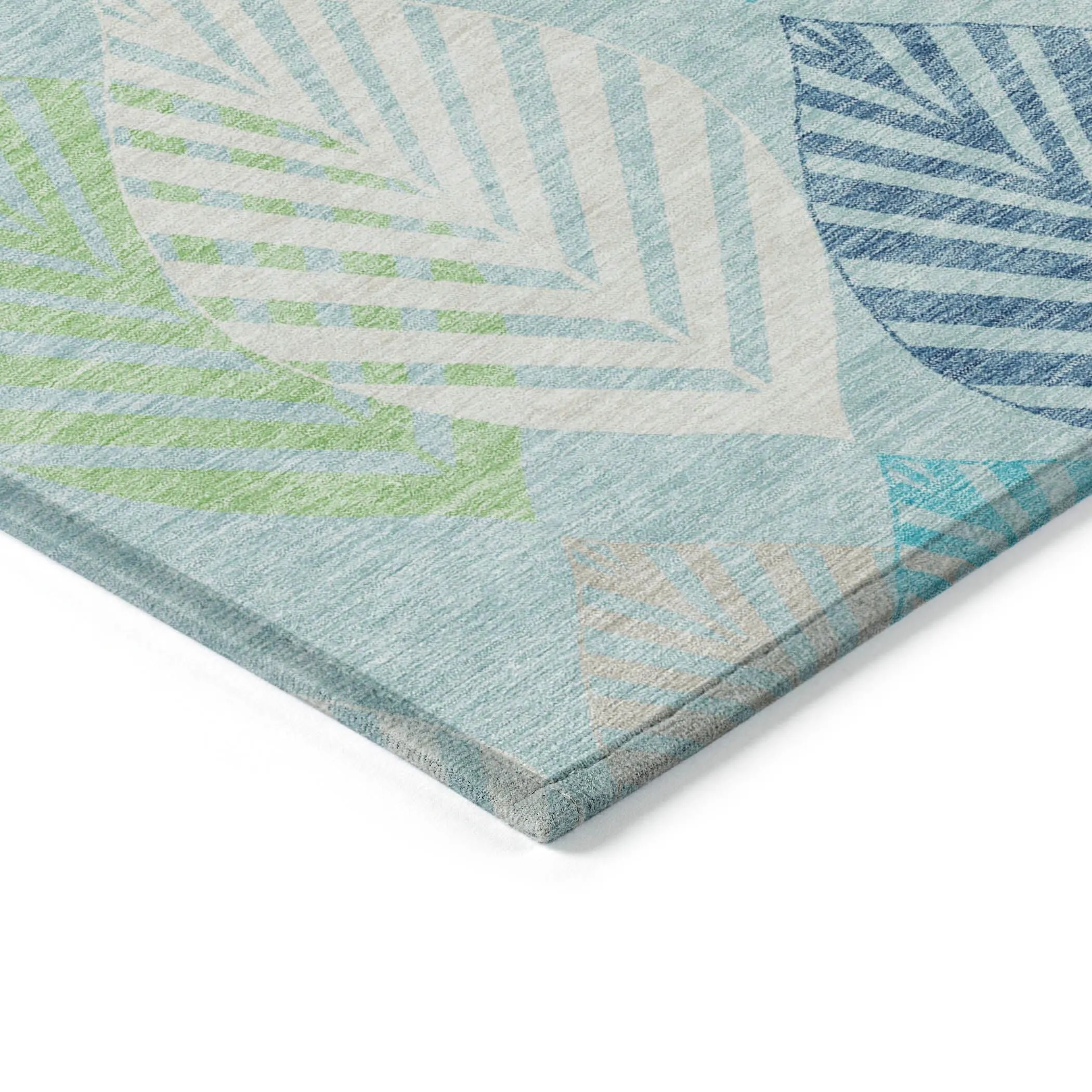 Machine Washable Indoor/ Outdoor Chantille Casual Palm Leaf Rug