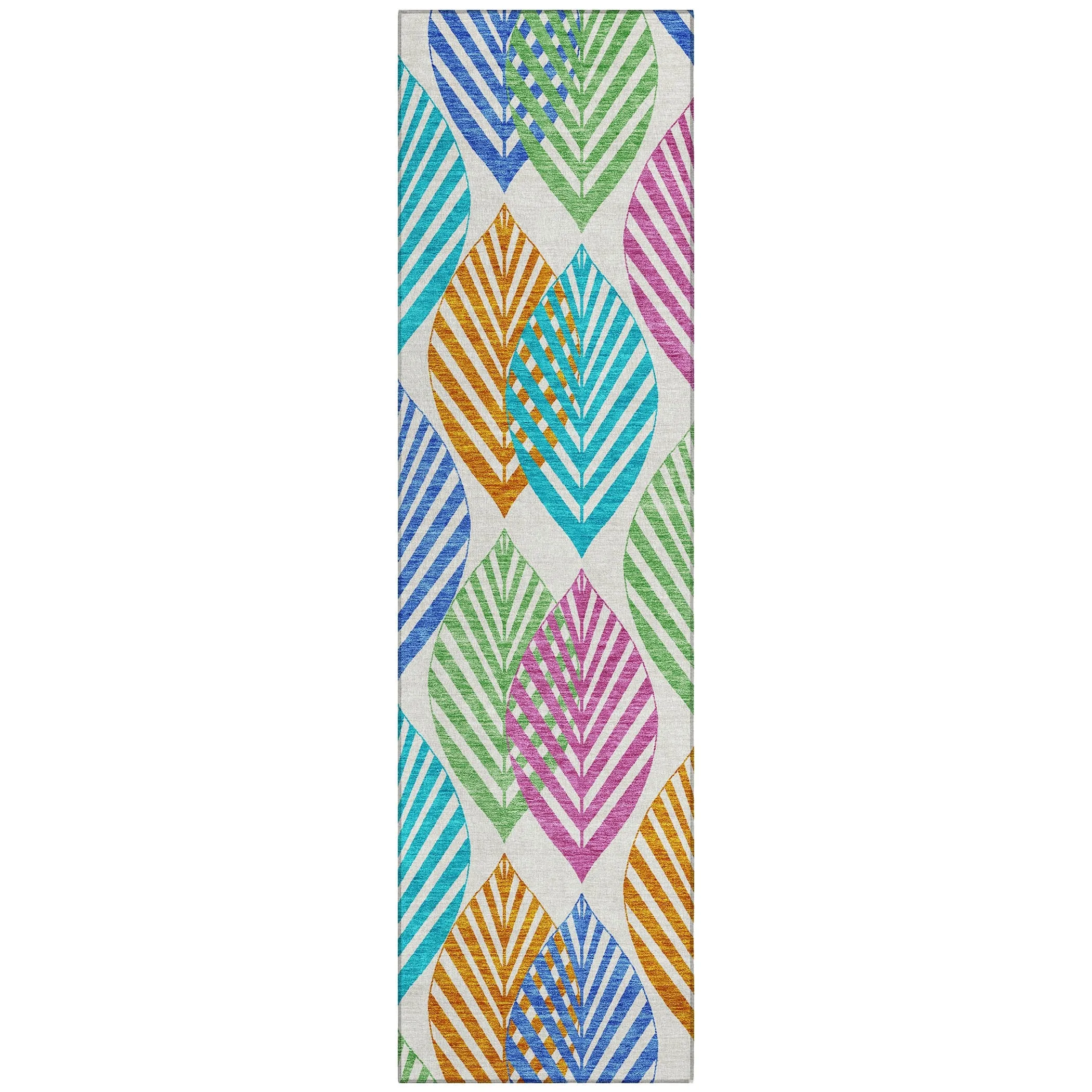 Machine Washable Indoor/ Outdoor Chantille Casual Palm Leaf Rug